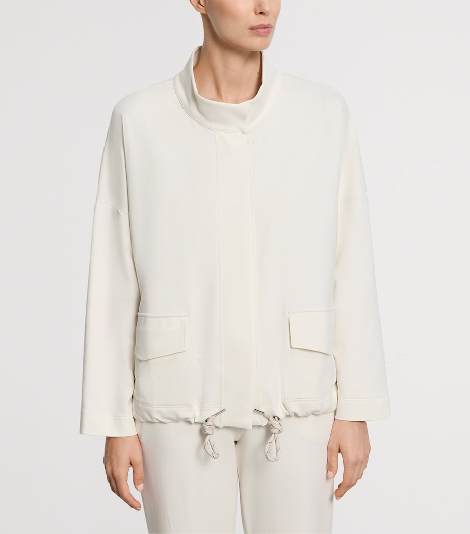 Hanro Womens Stretch-Cotton Easy Living Jacket Misty White Image 2