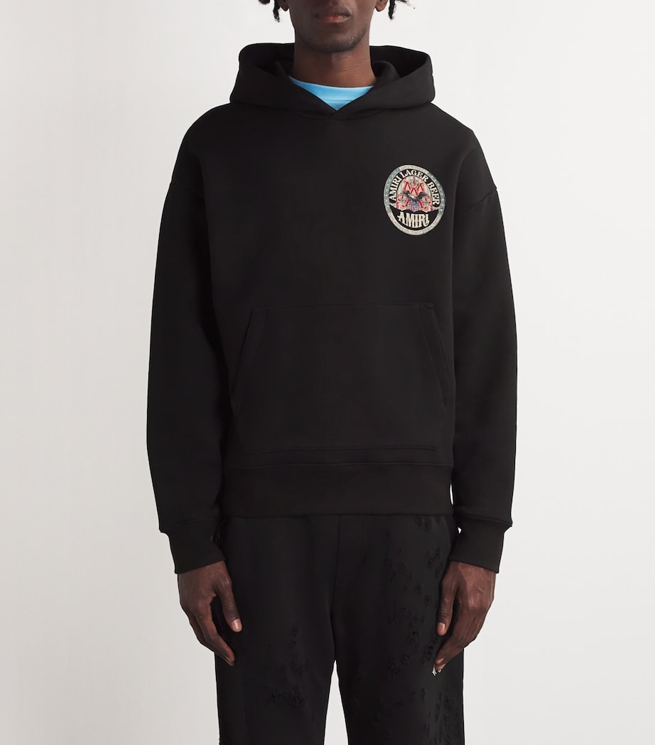 Eagle Print Oversized Hoodie BLACK Image 3