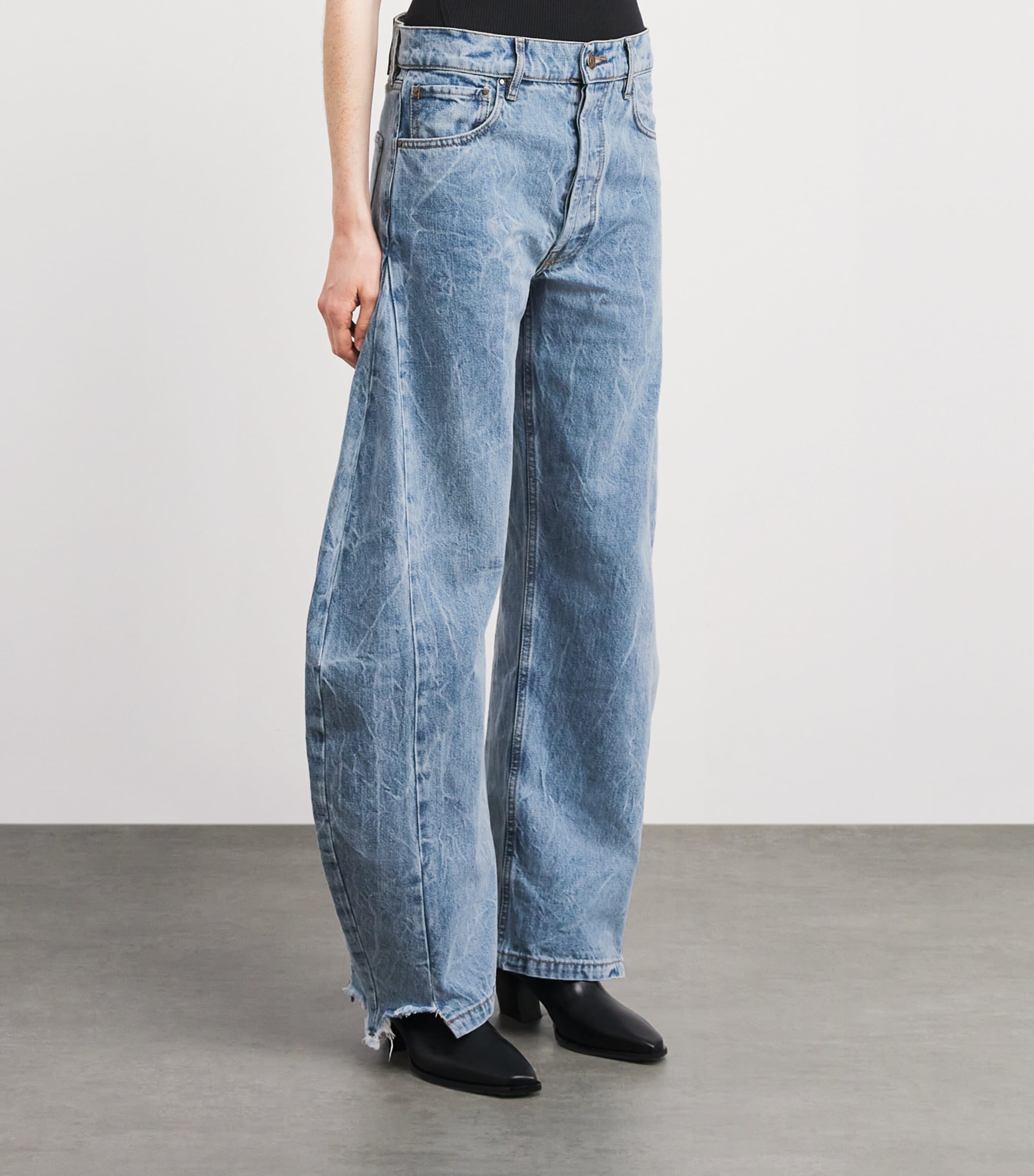 Distressed Balloon Jeans INDIGO ACID WASH Image 3