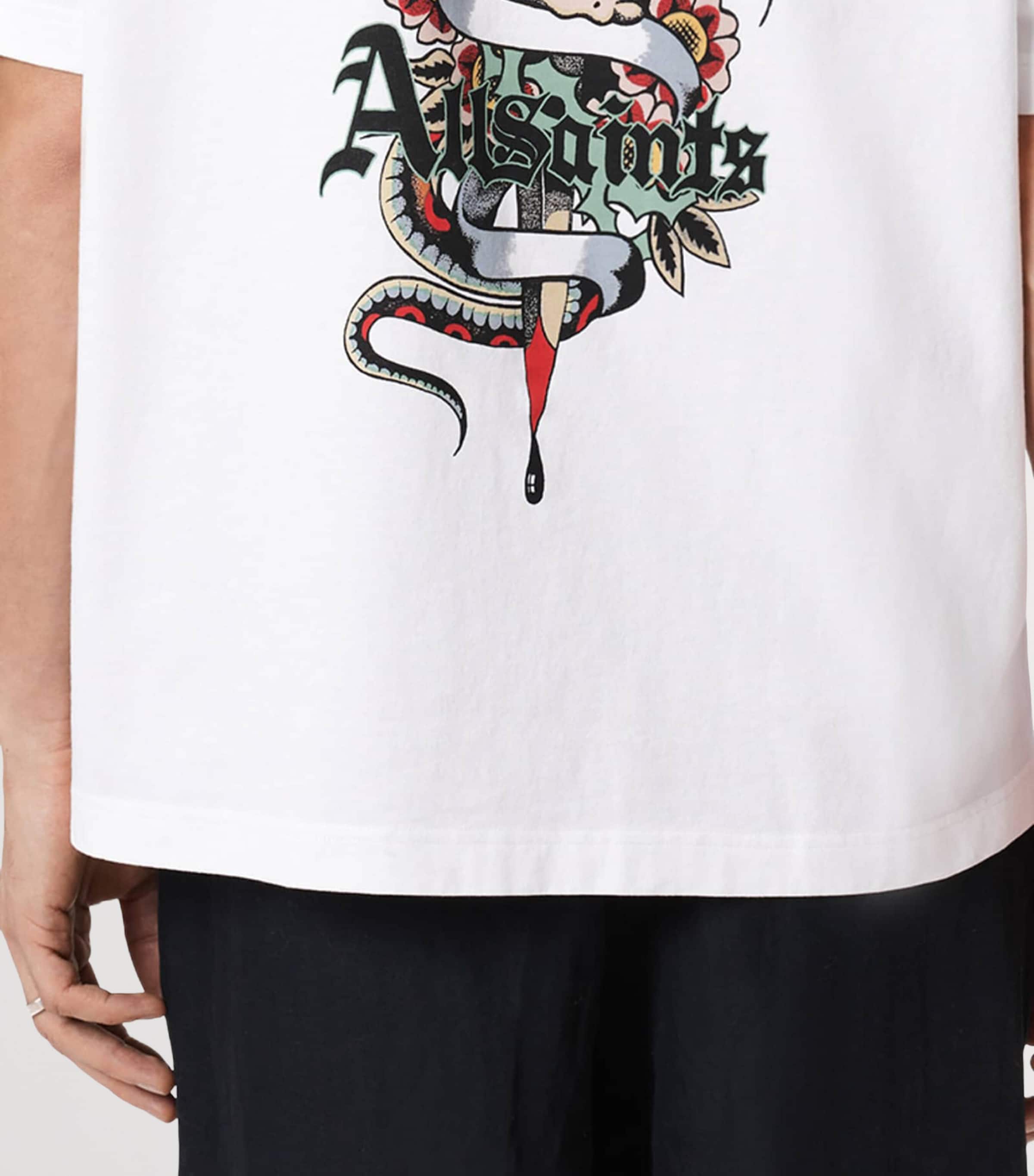 AllSaints Mens Organic Cotton Blade T-Shirt Optic White Image 4