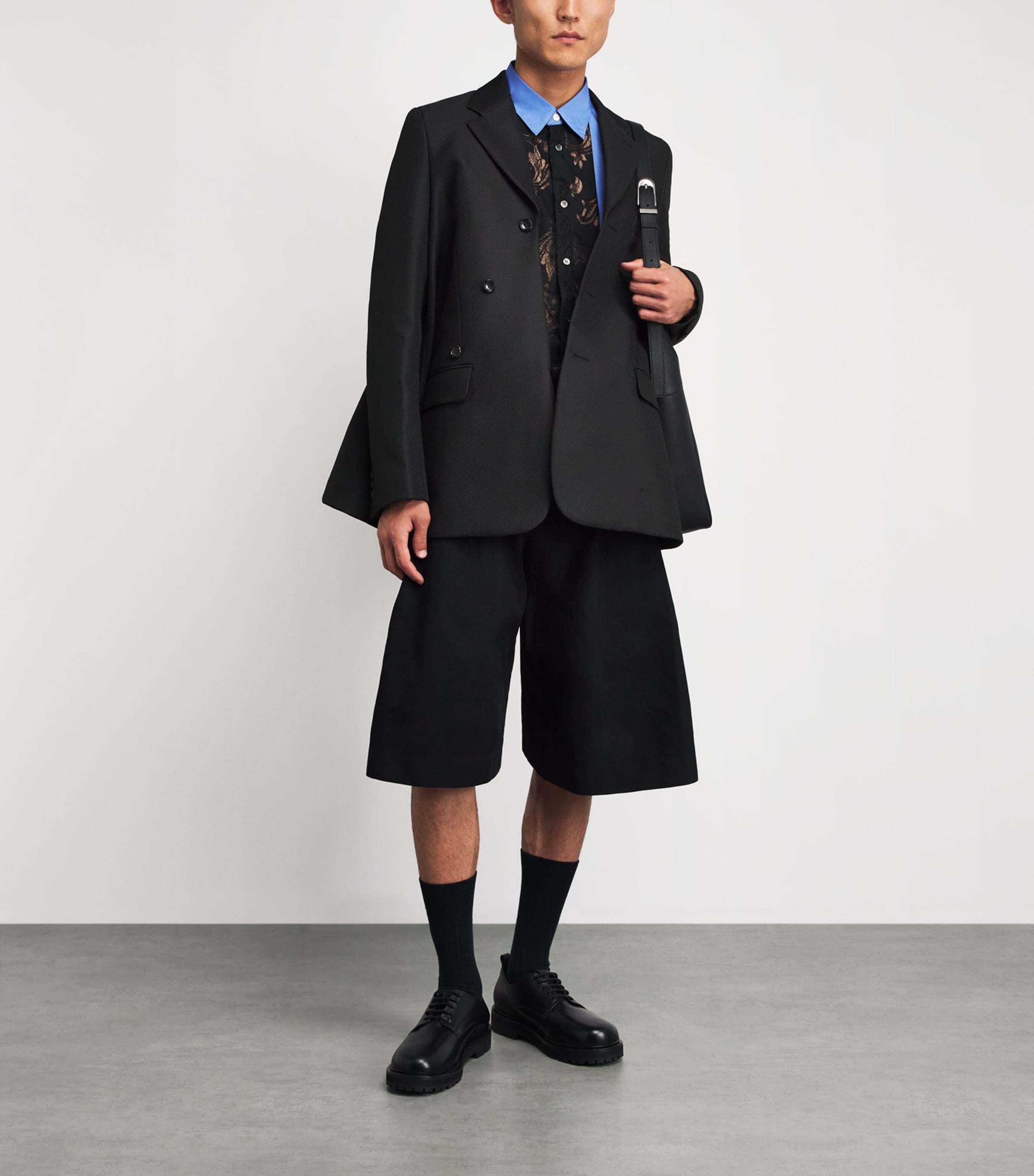 Comme Des Garçons Mens Wool Asymmetrical Blazer Black Image 2