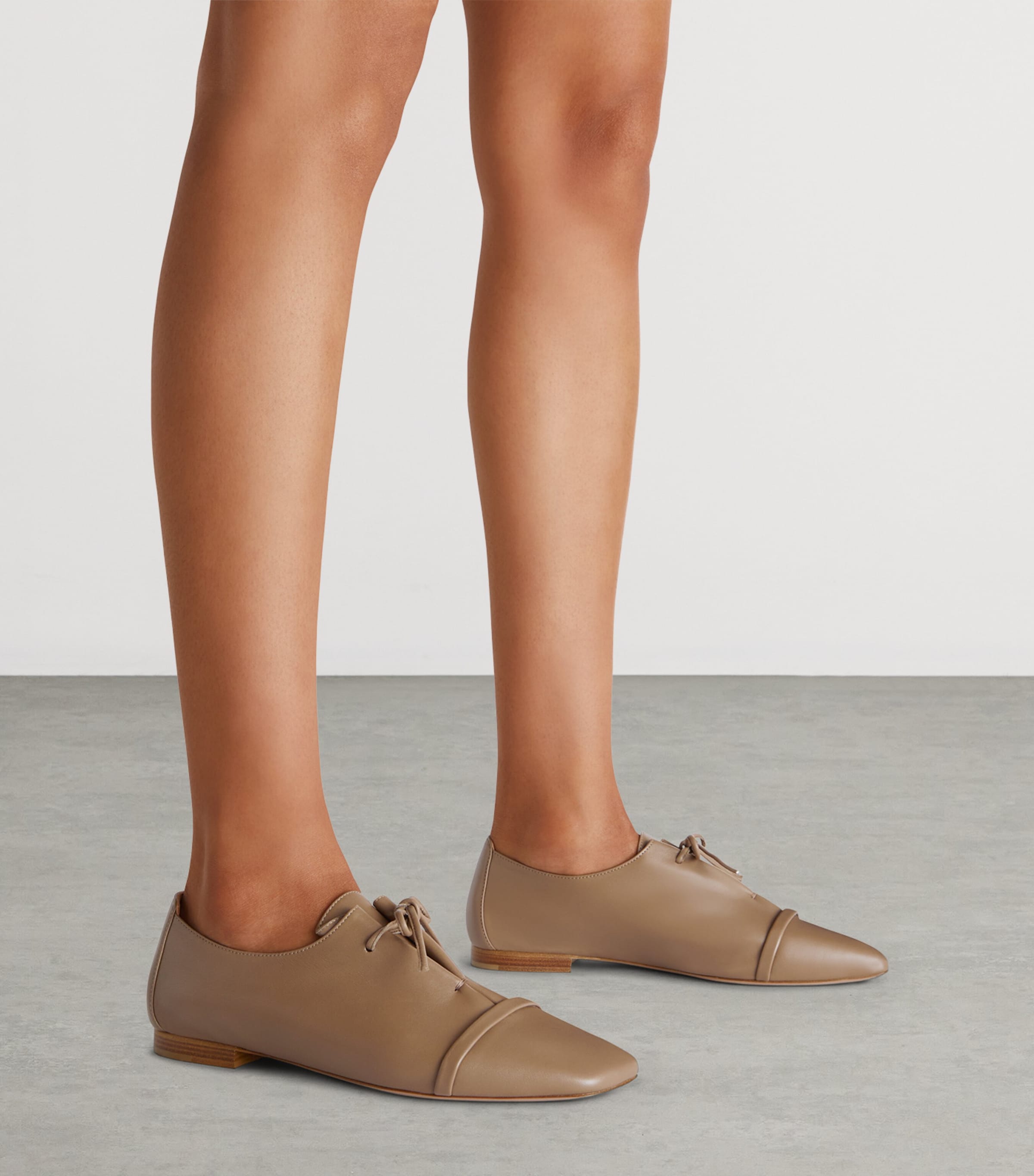 Nappa Leather Lace-Up Jean Flats TAUPE Image 2