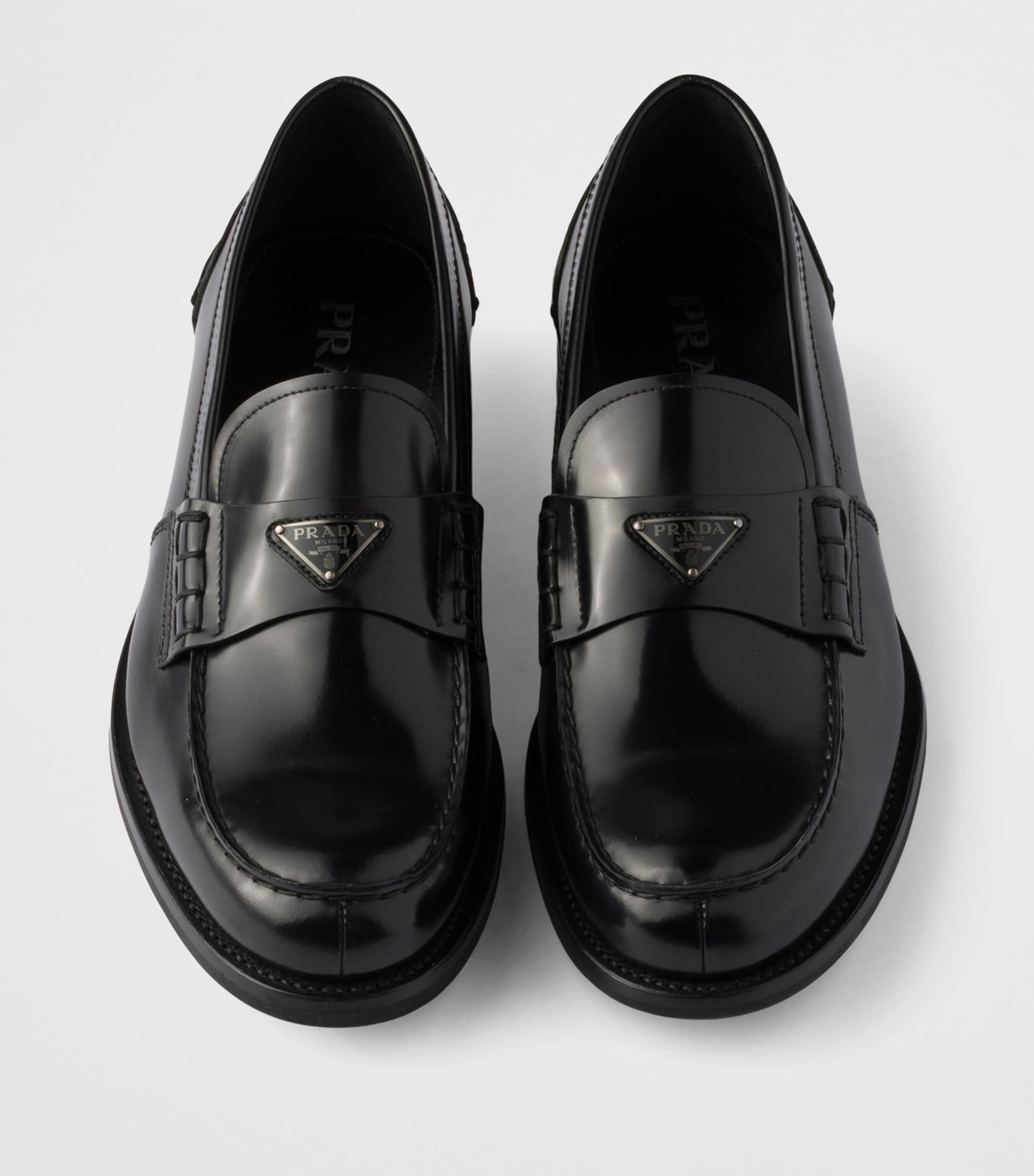 Prada Brushed Leather Loafers Black Image 4