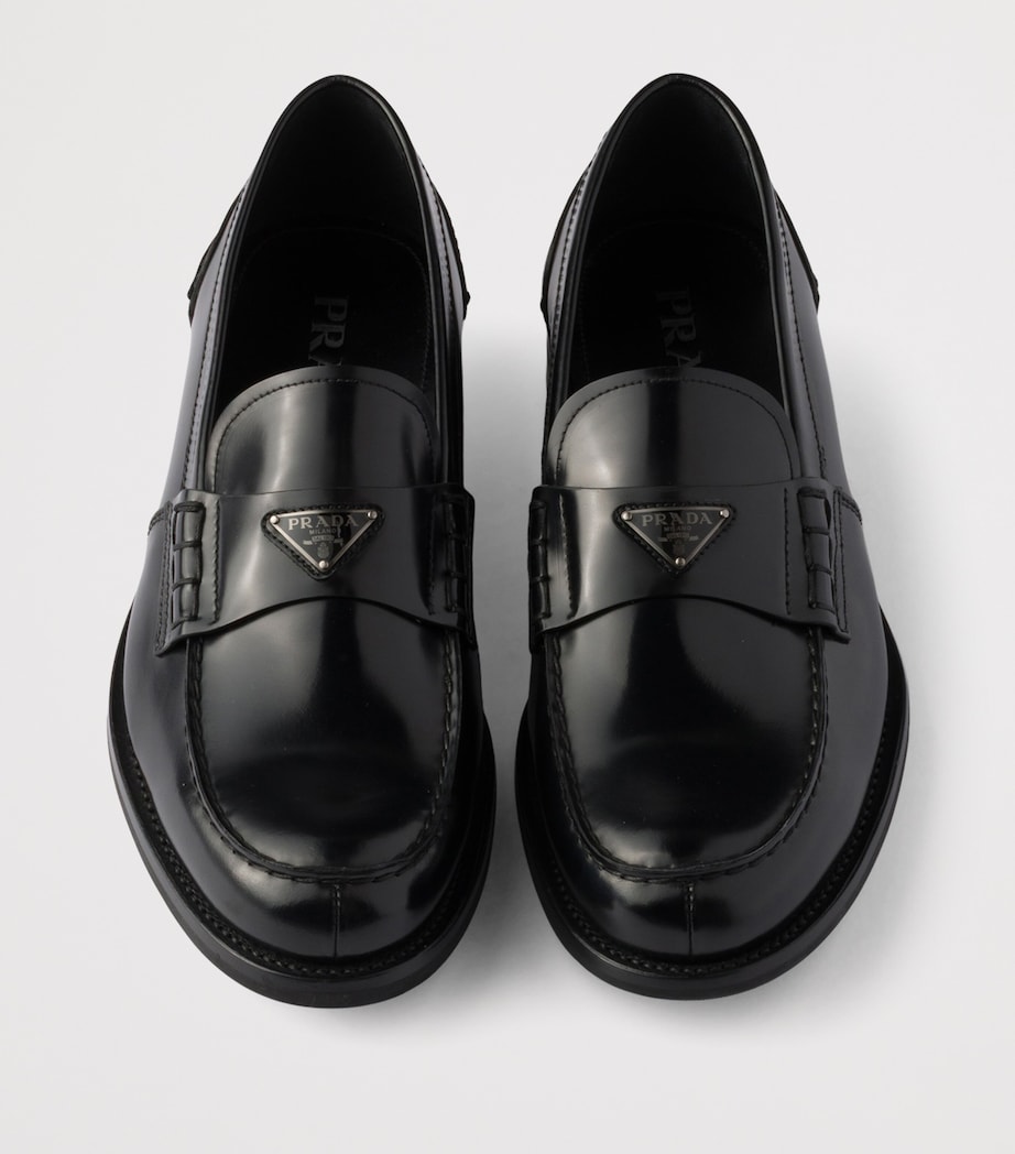 Prada Brushed Leather Loafers Black Image 4