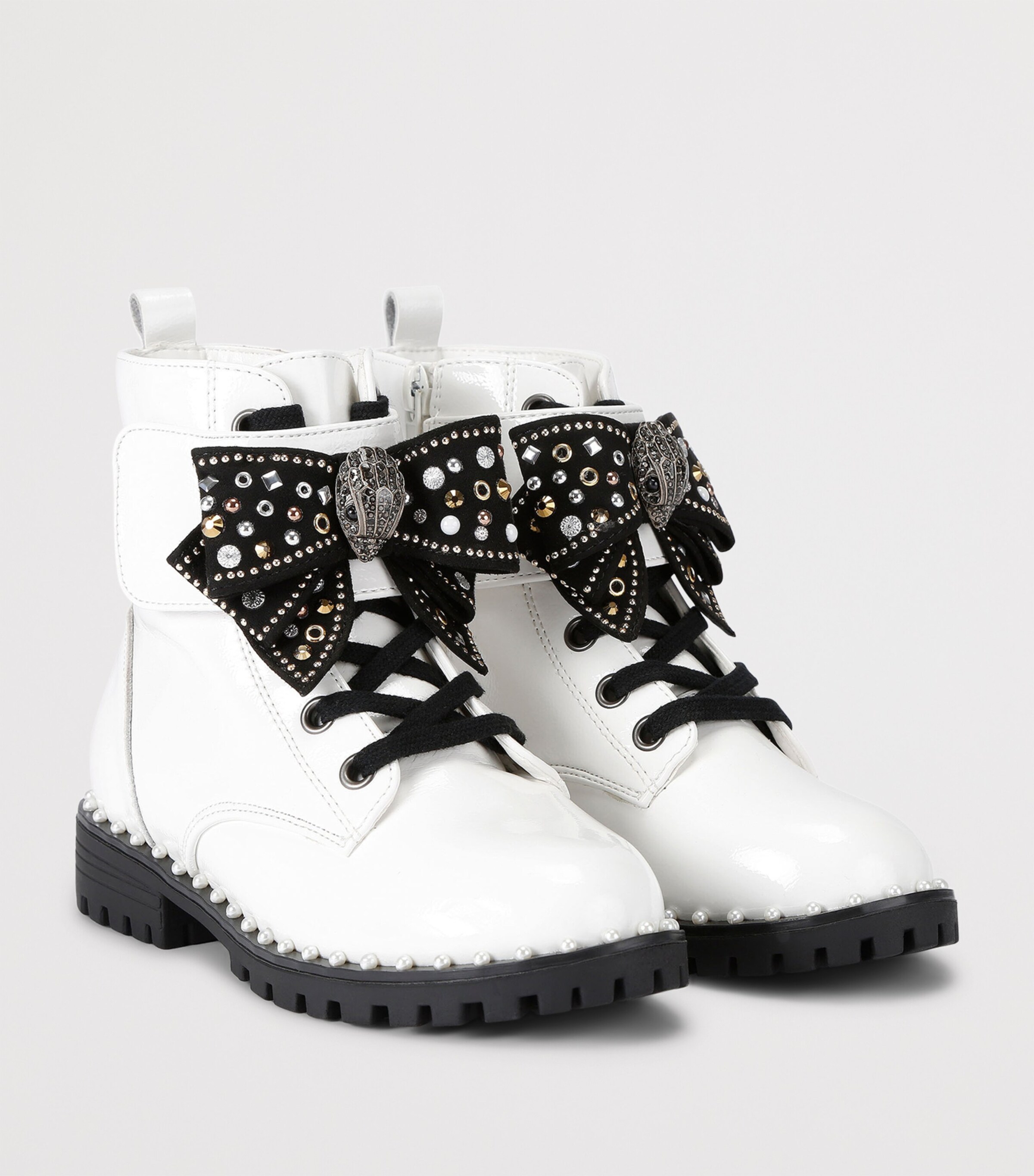 Kurt Geiger London Leather Kensington Bow Boots Bone Image 3
