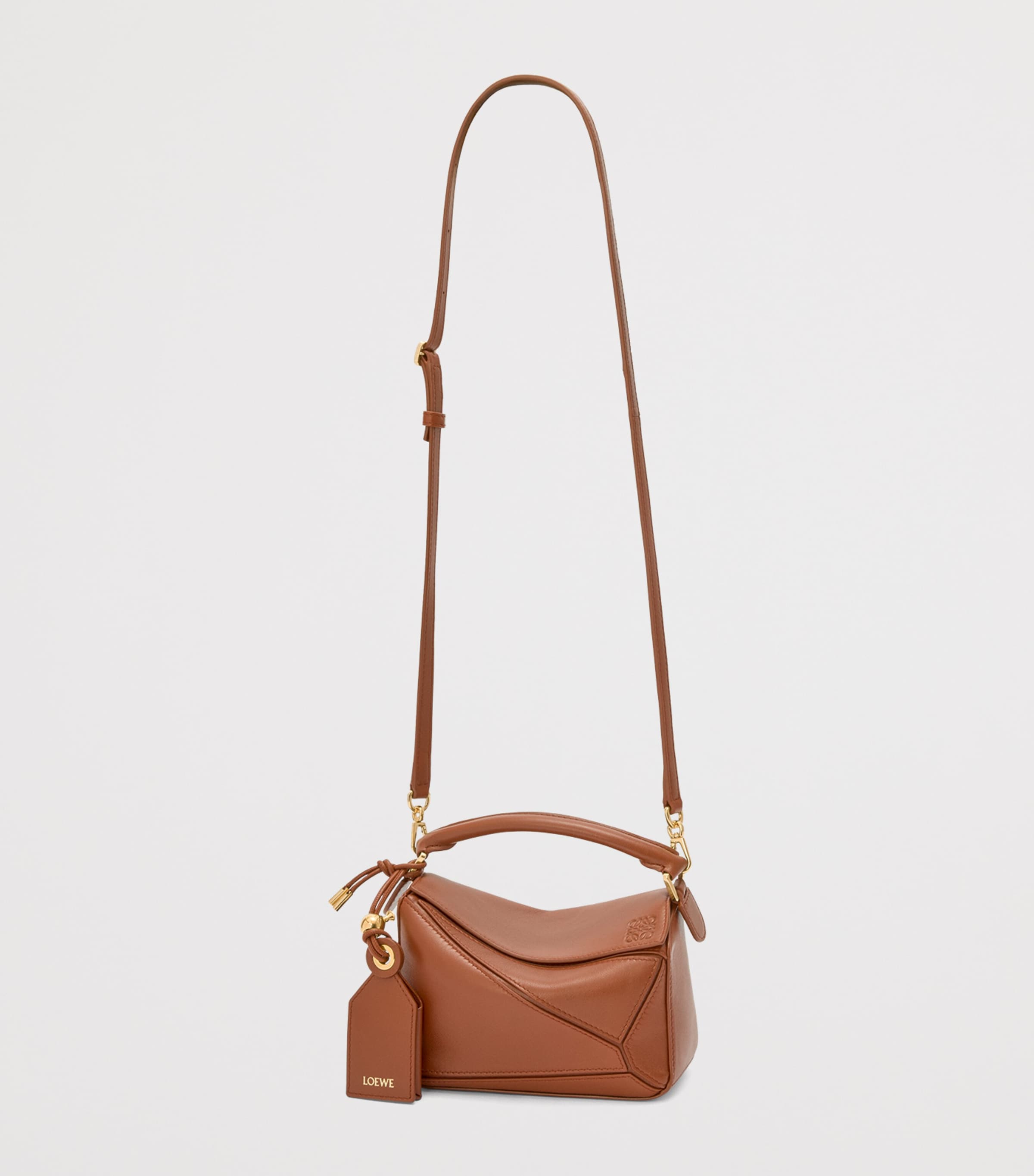 LOEWE Brown Mini Leather Puzzle Top-Handle Bag | Harrods US
