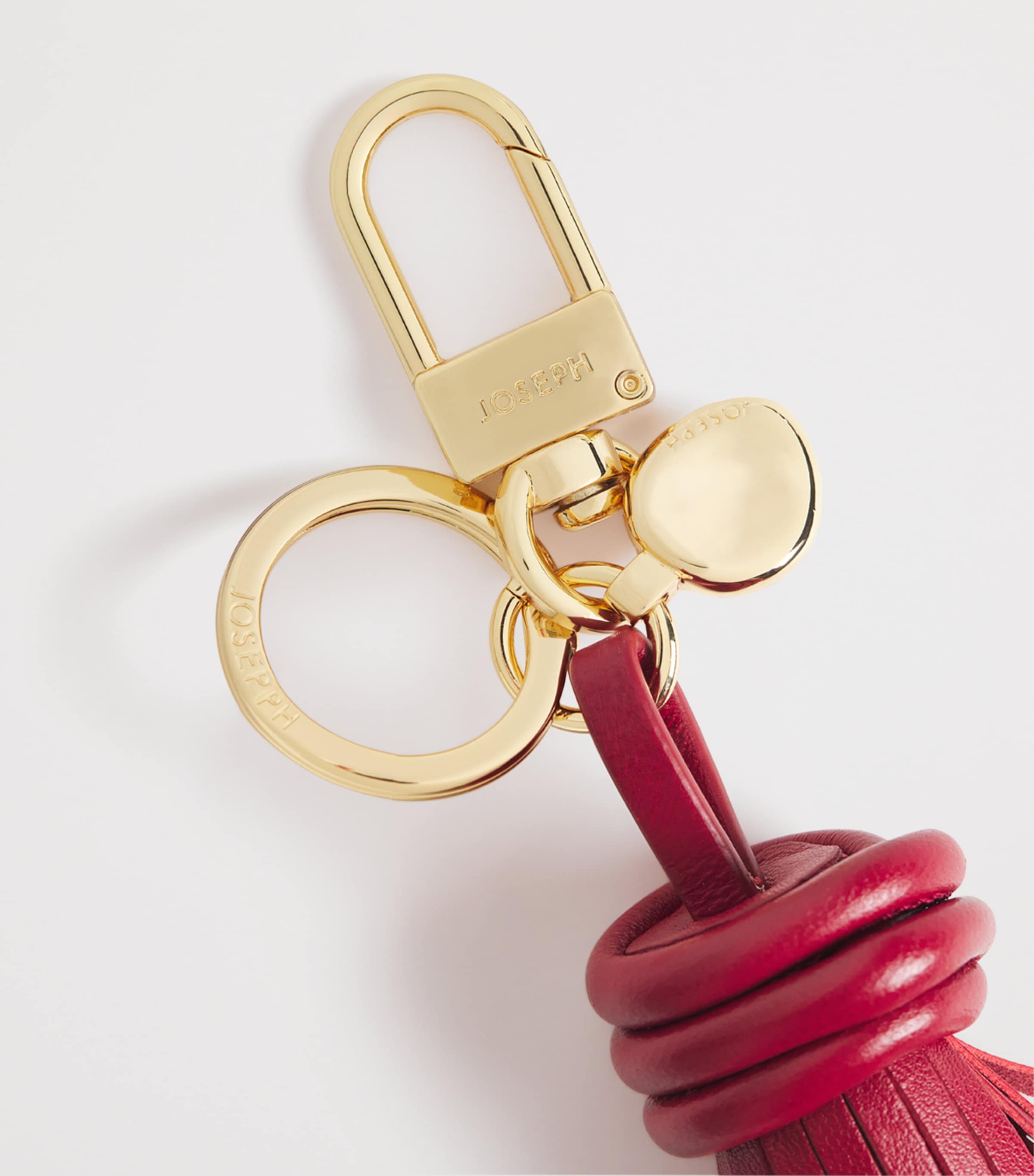 Joseph Leather Clover Lunar New Year Keyring Garnet Image 3