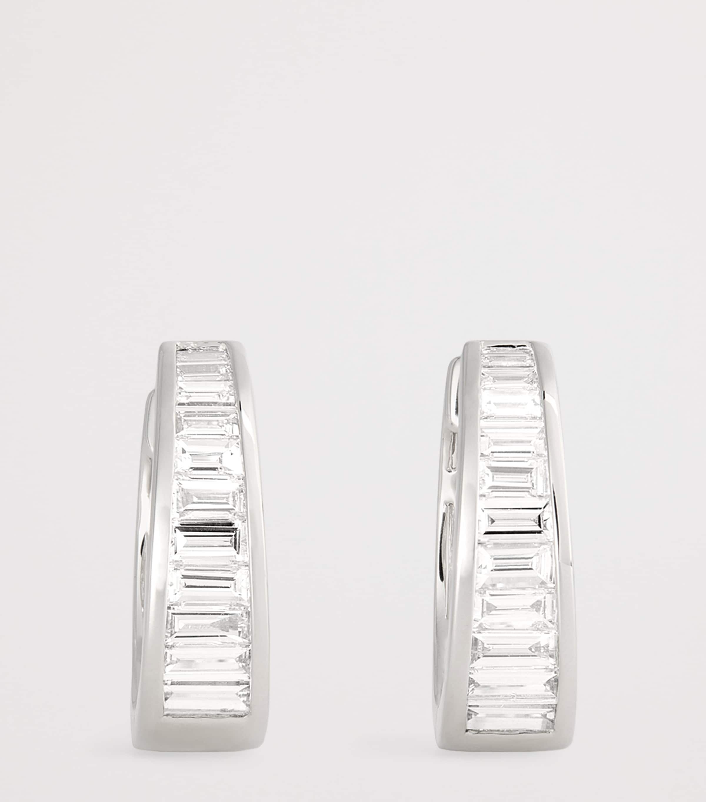 White Gold and Diamond Meryl Huggie Earrings WHITE GOLD Image 2