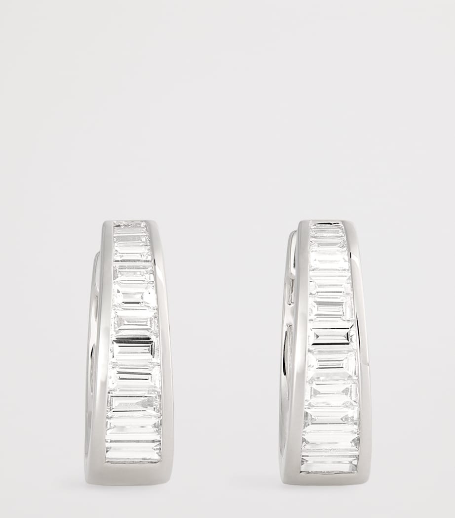 White Gold and Diamond Meryl Huggie Earrings WHITE GOLD Image 2