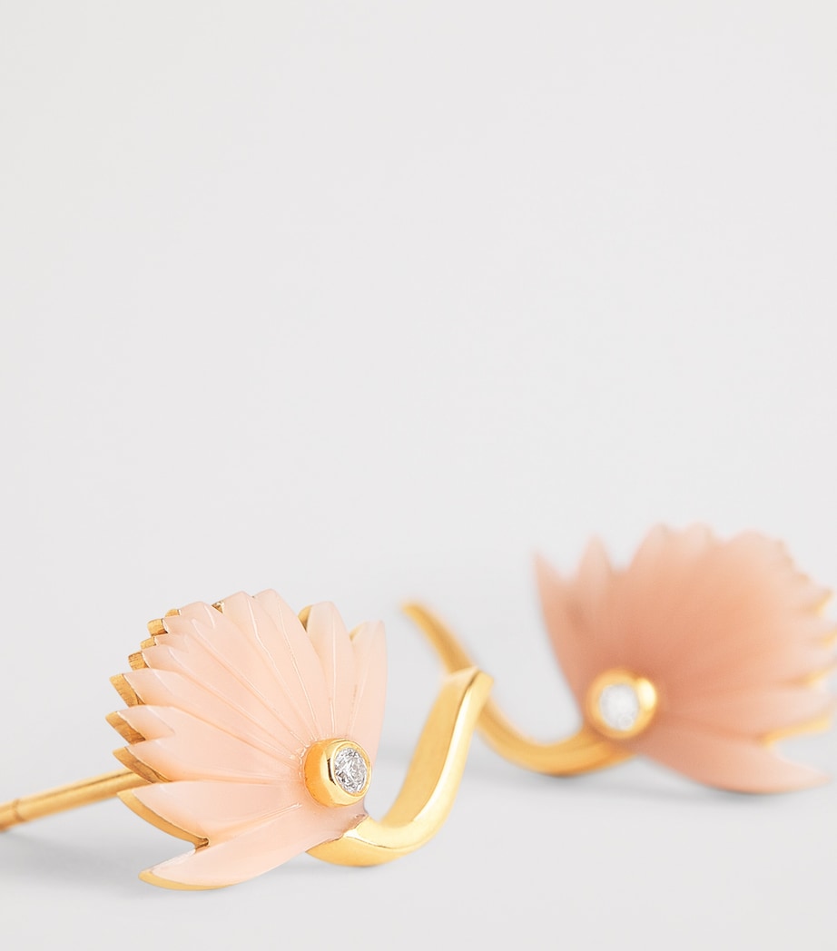 Yellow Gold, Diamond and Coral Psychedeliah Stud Earrings YELLOW GOLD Image 5