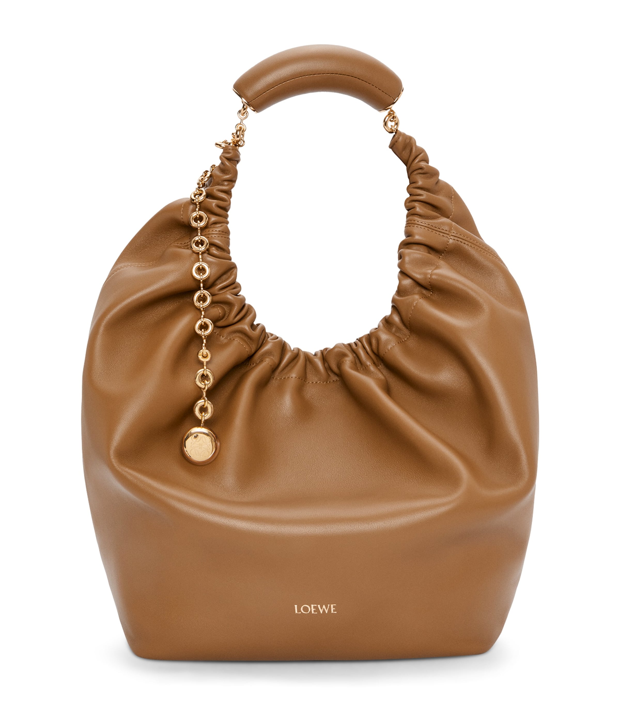 Loewe Squeeze Medium Leather Shoulder Bag In Brown