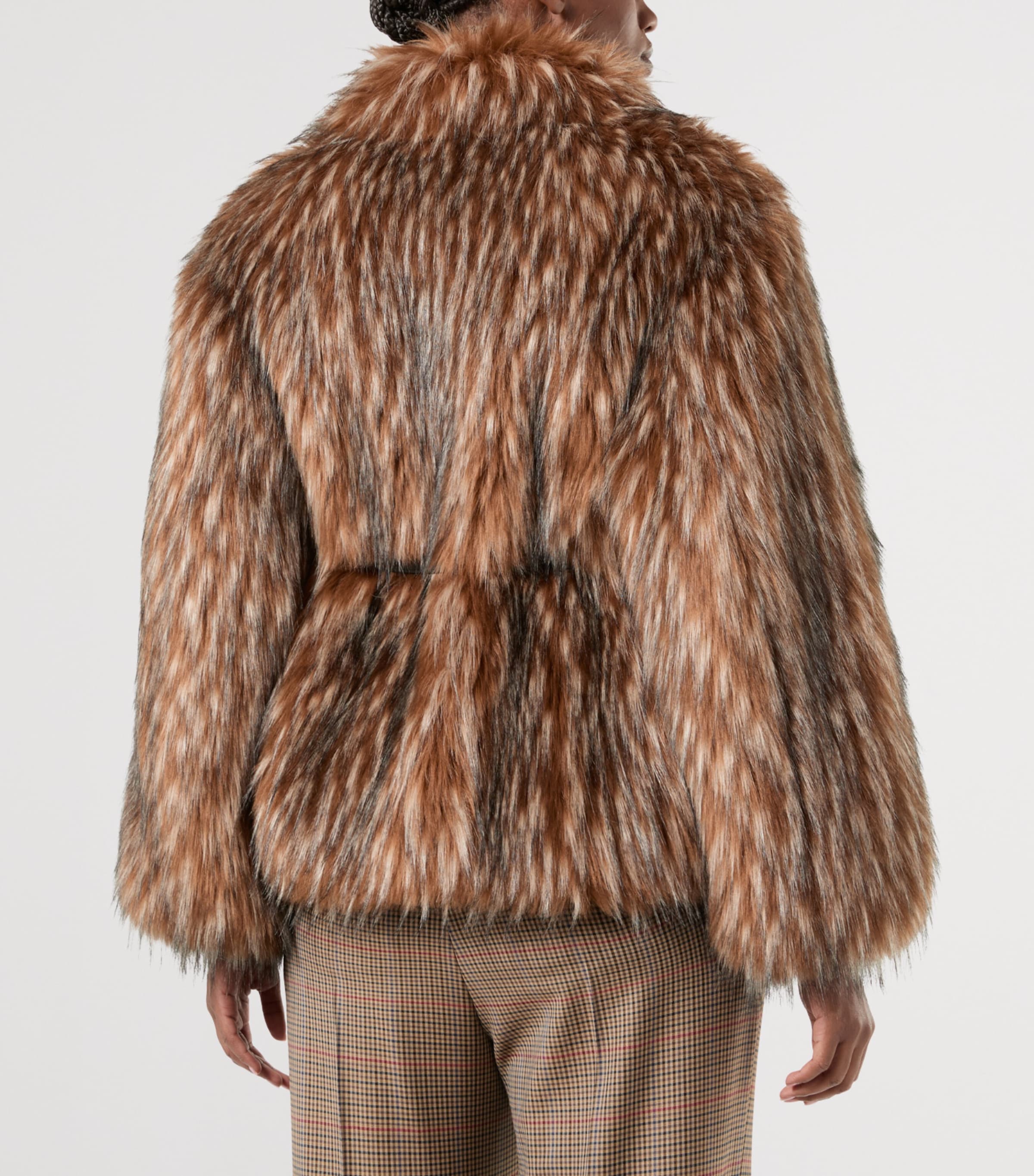 Marina Rinaldi Womens Faux Fur Belted Coat Camel Image 4