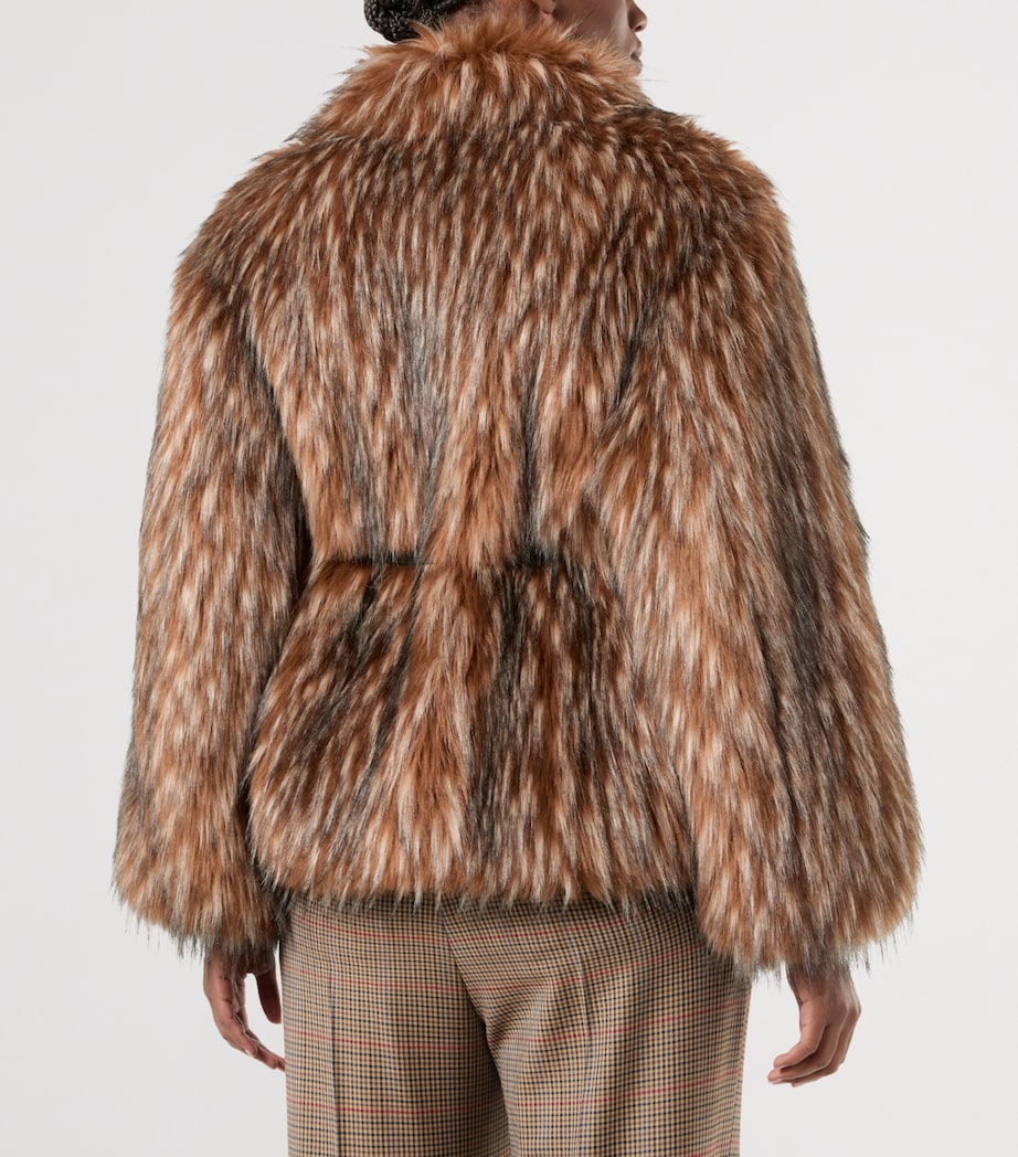 Marina Rinaldi Womens Faux Fur Belted Coat Camel Image 4