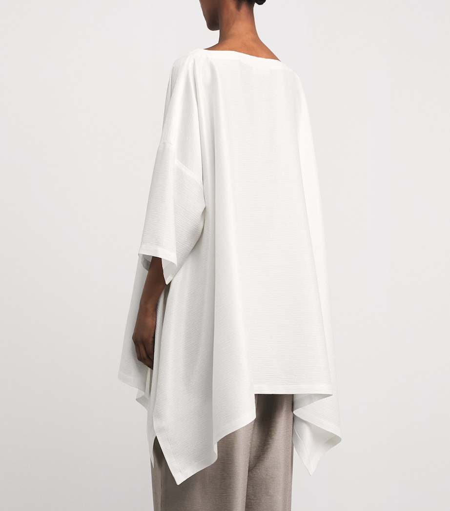 Eskandar Womens Silk Plissé Boat-Neck Top White Image 5