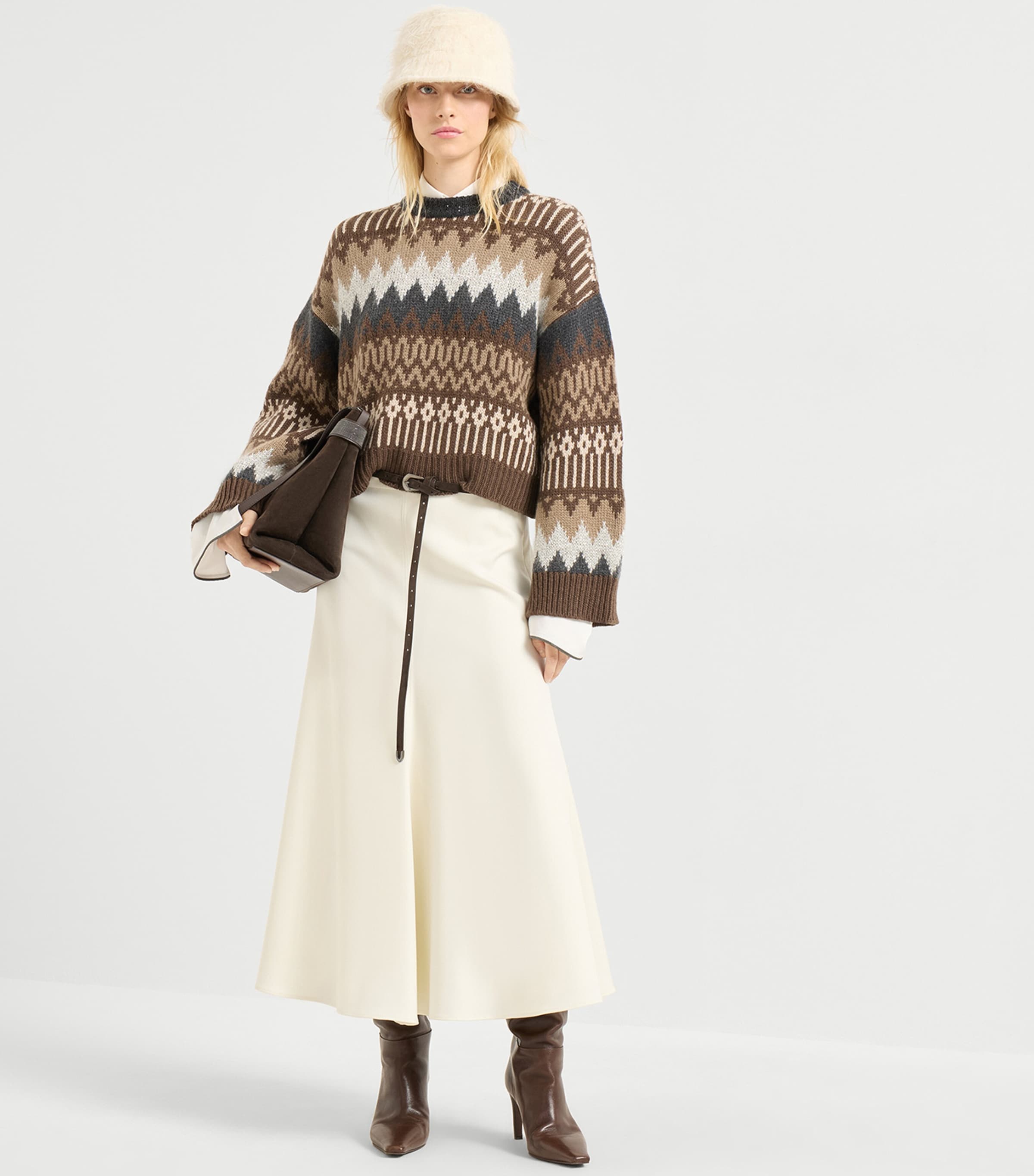 Brunello Cucinelli Brown Cashmere Dazzling Mountain Sweater