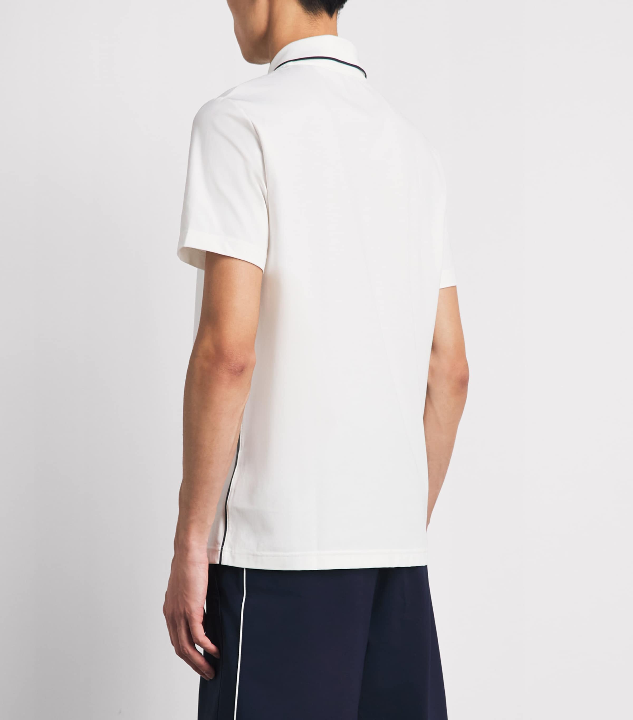 Lacoste Mens Tennis Heritage Ultra-Dry Zip-Up Polo Shirt Flour/navy Blue Image 5