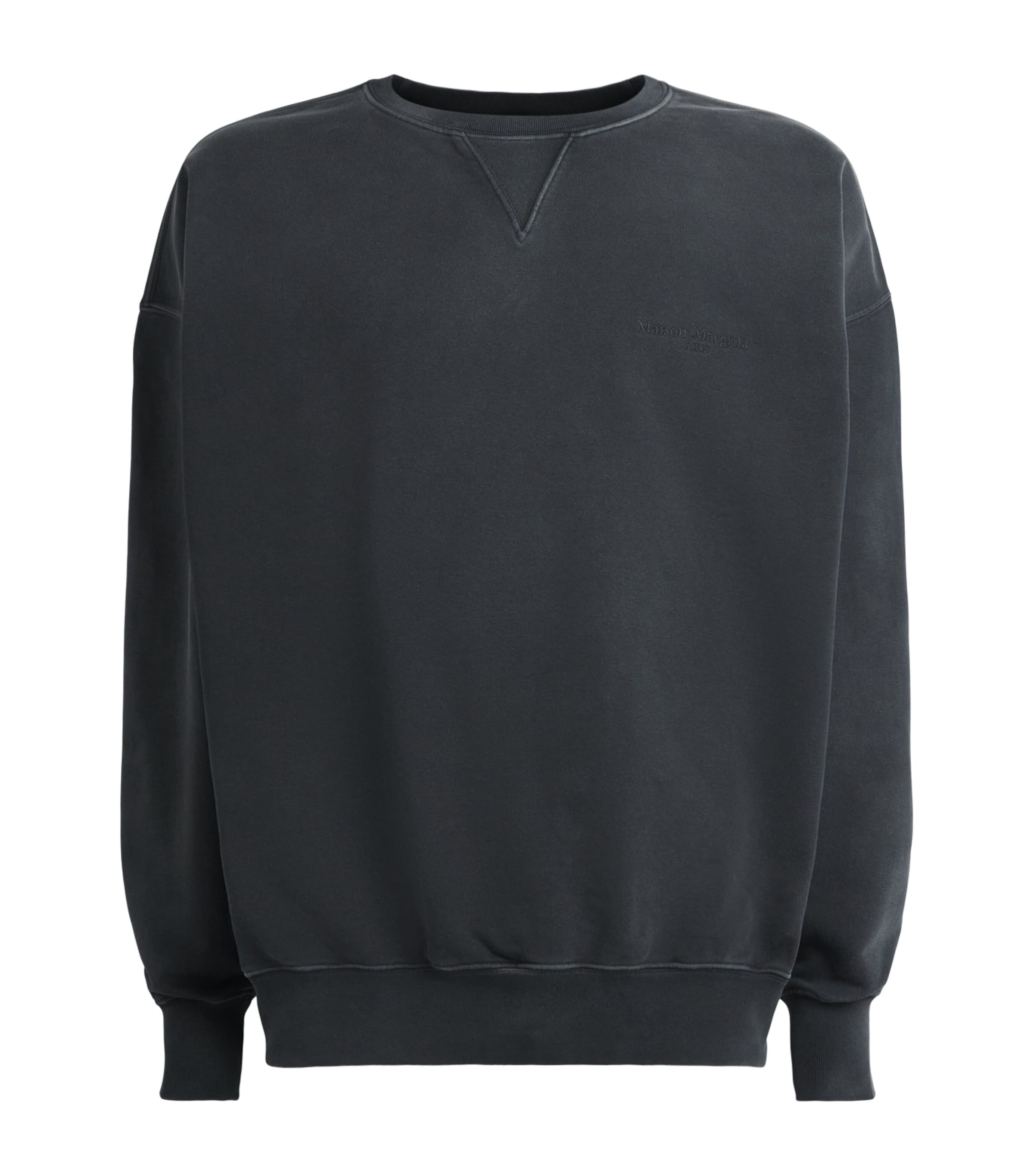 Maison Margiela Mens Cotton Embroidered Logo Sweatshirt Vintage Black Image 1