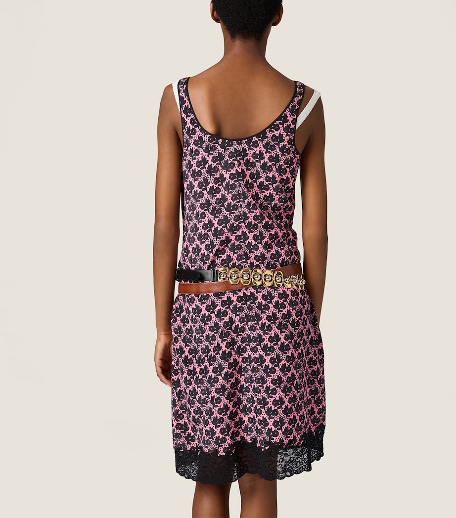Miu Miu Womens Silk Floral Print Mini Dress Pink Image 3