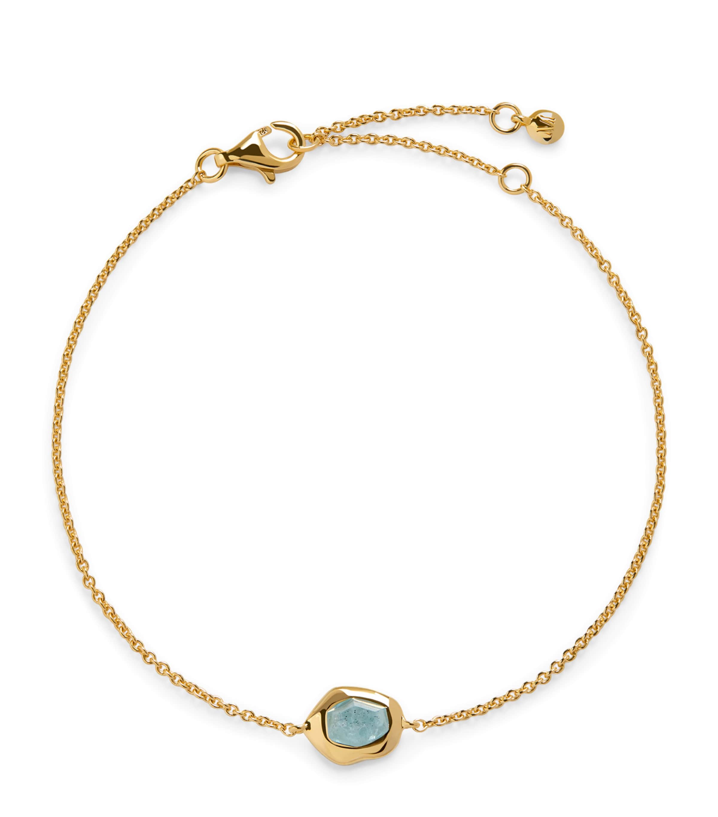 Monica Vinader Gold Vermeil And Aquamarine Odyssey Gemstone Chain Bracelet In Gold