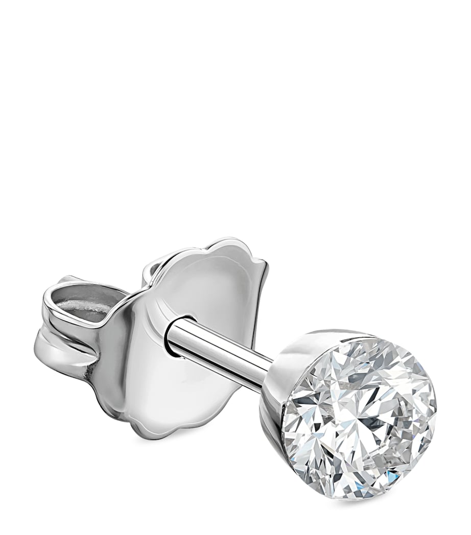 White Gold and White Diamond Invisible Set Single Earring (3mm) WHITE GOLD Image 1