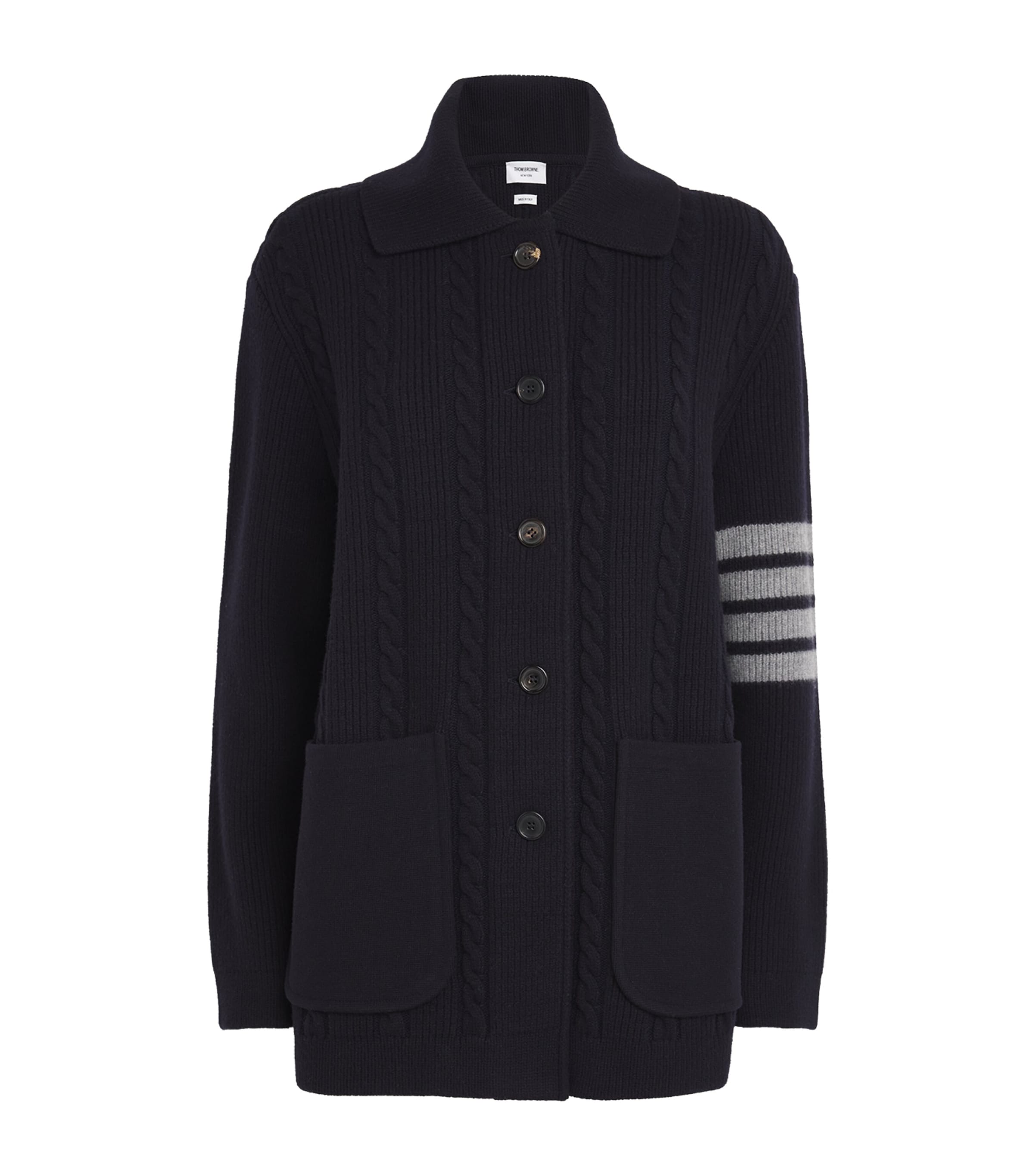 Thom Browne '4-bar Heavy Knit Cardigan In Navy