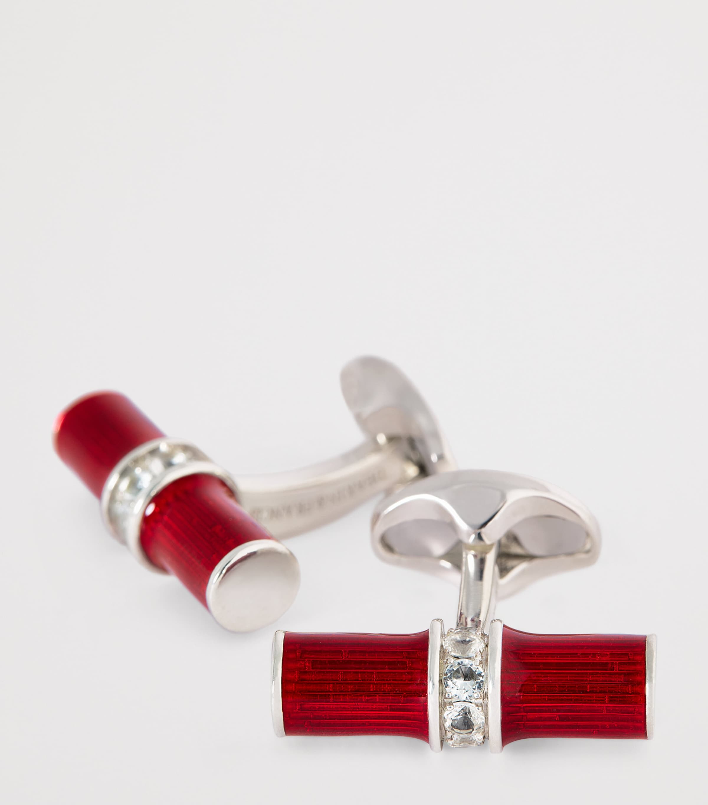 Sterling Silver Spinel Centre Cufflinks RED Image 6