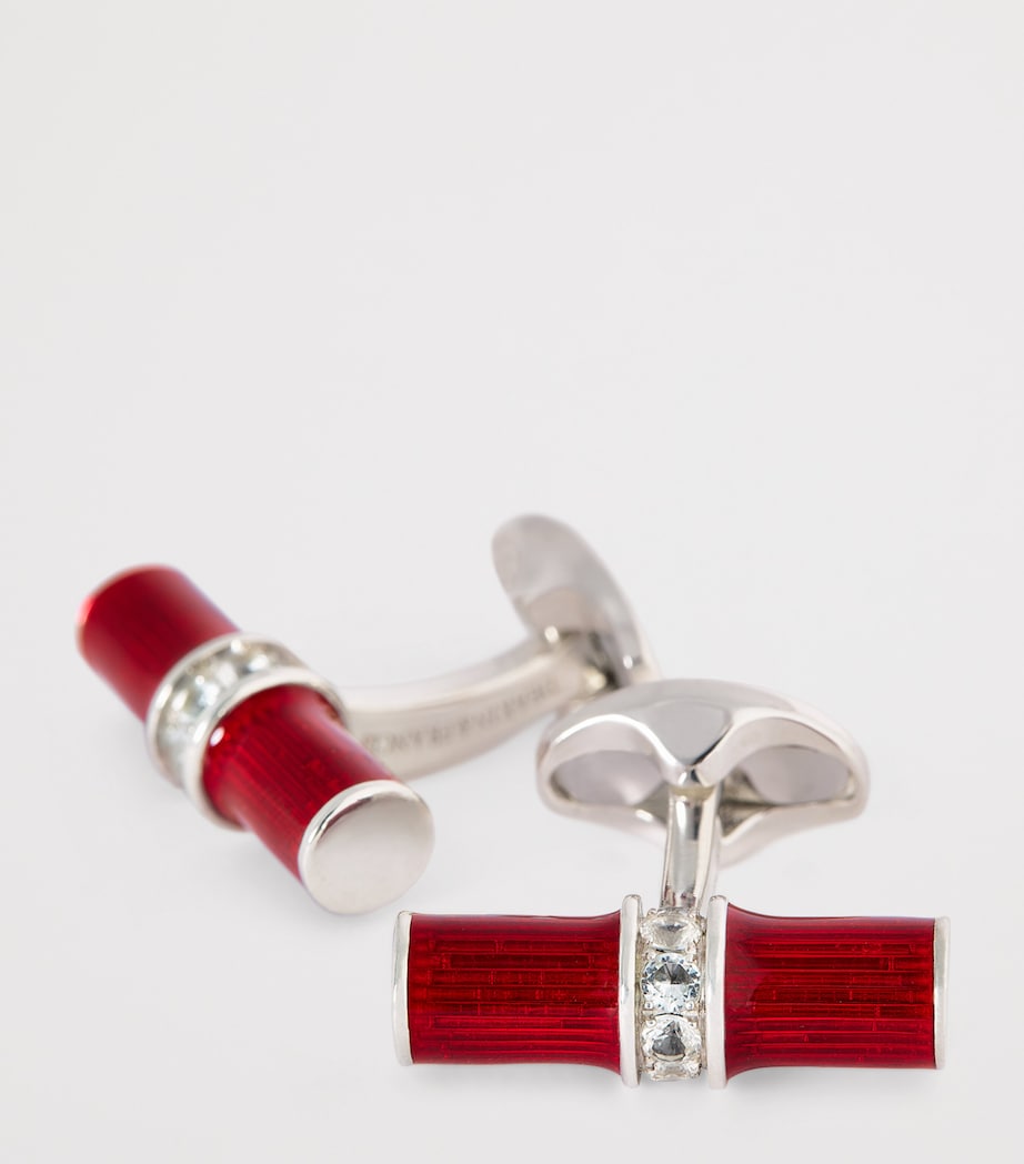Sterling Silver Spinel Centre Cufflinks RED Image 6