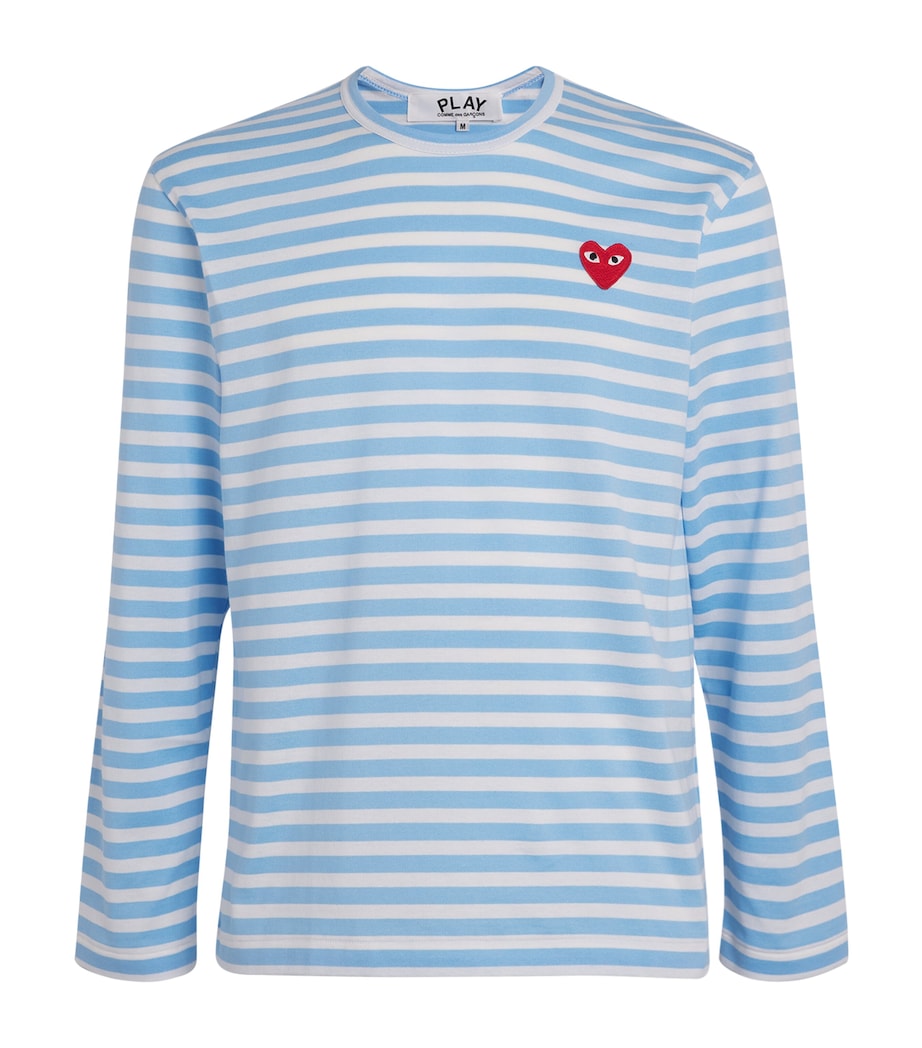 Heart Logo Striped T-Shirt 1 -BLU X WHT Image 1