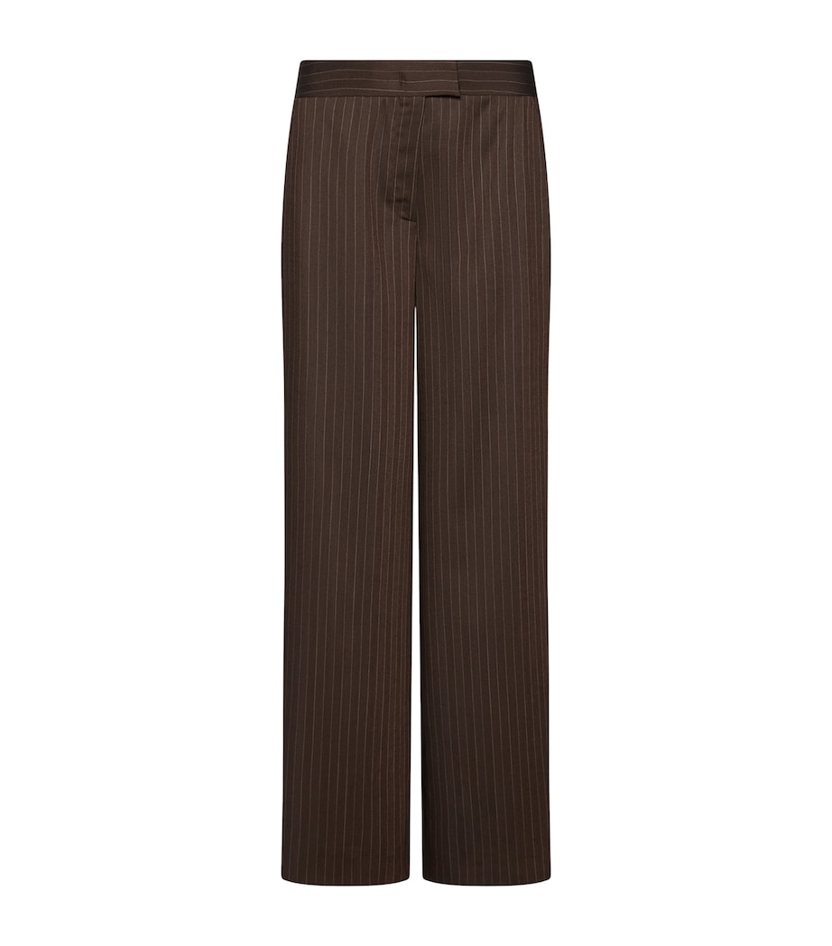 Marella Womens Wool-Blend Pinstripe Wide-Leg Trousers Brown Image 1
