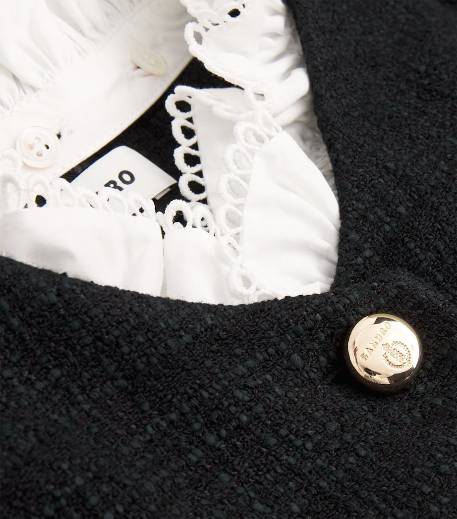 Tweed Ruffle-Collar Mini Dress BLACK Image 5