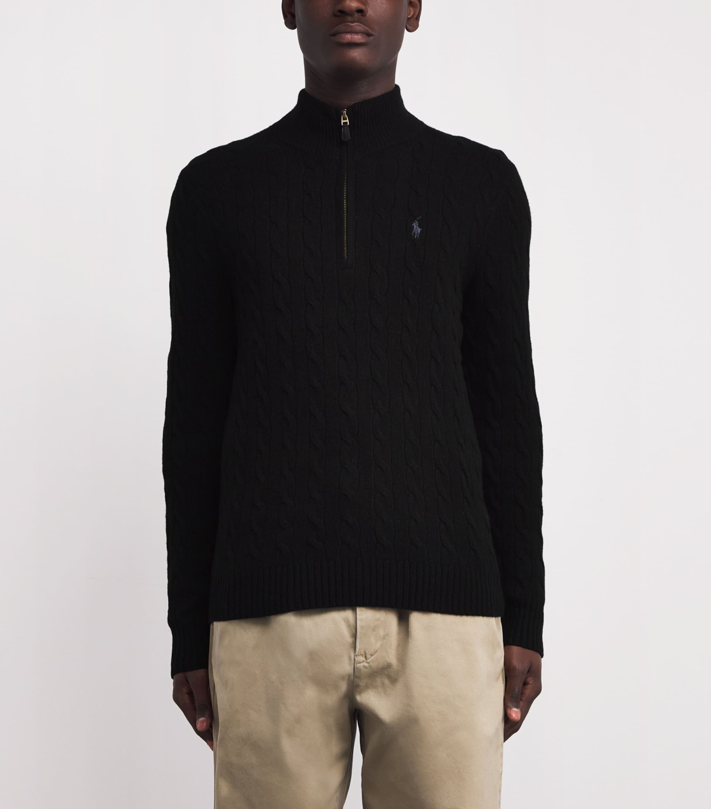 Wool-Cashmere Quarter-Zip Sweater BLACK Image 3
