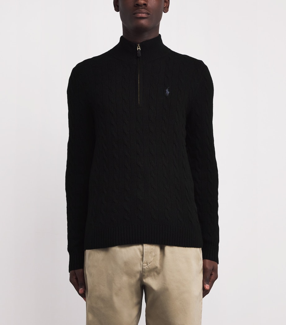 Wool-Cashmere Quarter-Zip Sweater BLACK Image 3