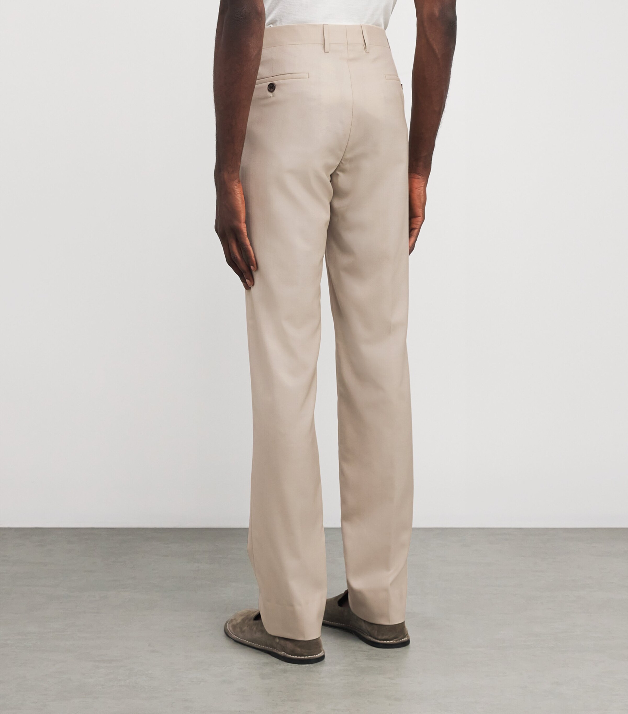 Corneliani Mens Virgin Wool-Silk Trousers Natural / Beige Image 4