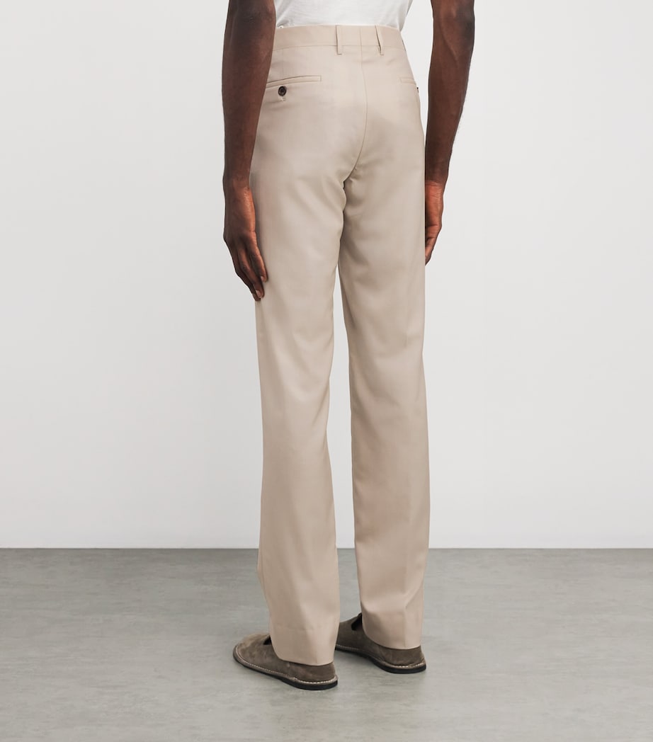 Corneliani Mens Virgin Wool-Silk Trousers Natural / Beige Image 4
