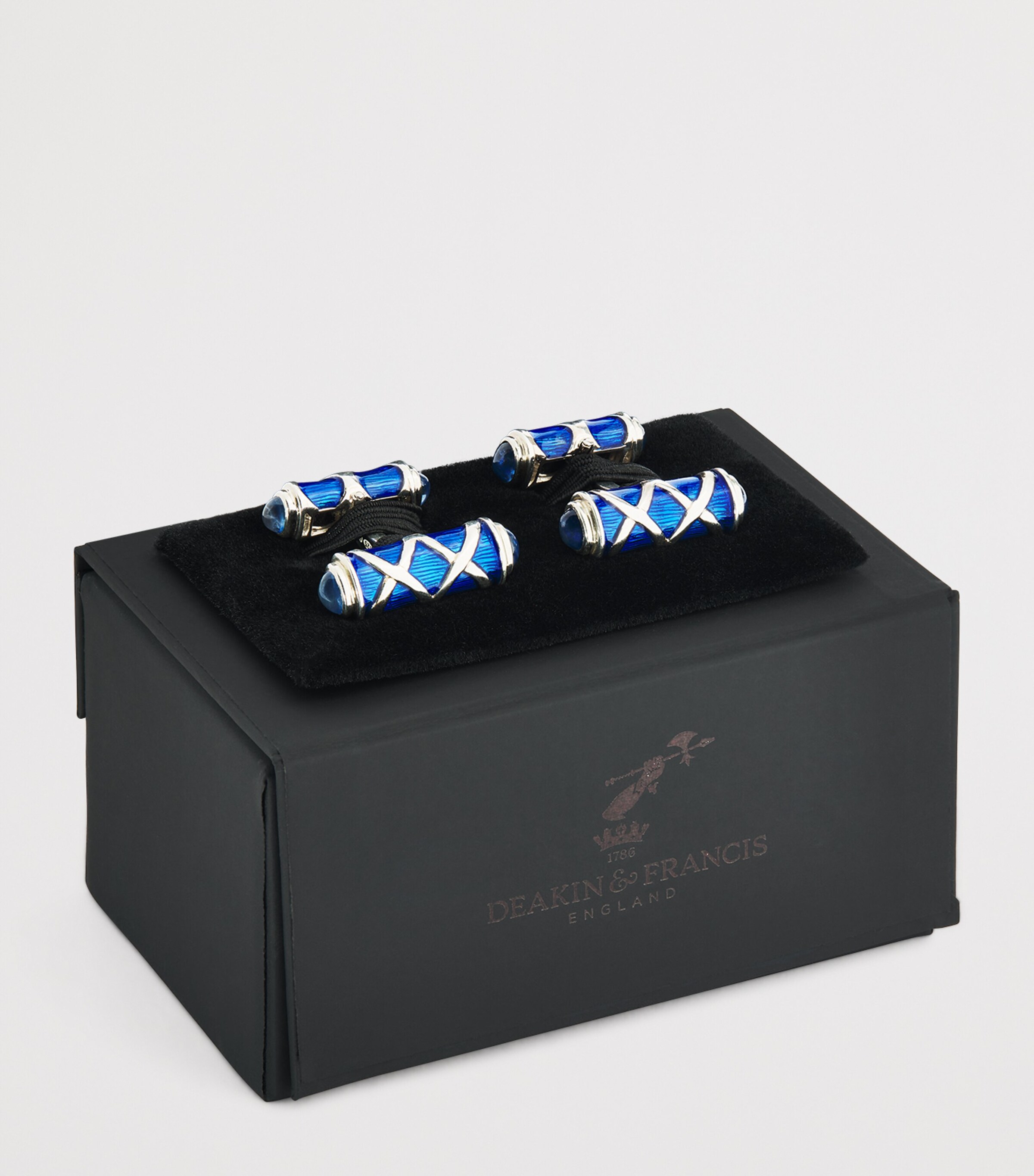Deakin & Francis Sterling Silver and Sapphire Cufflinks Blue Image 3