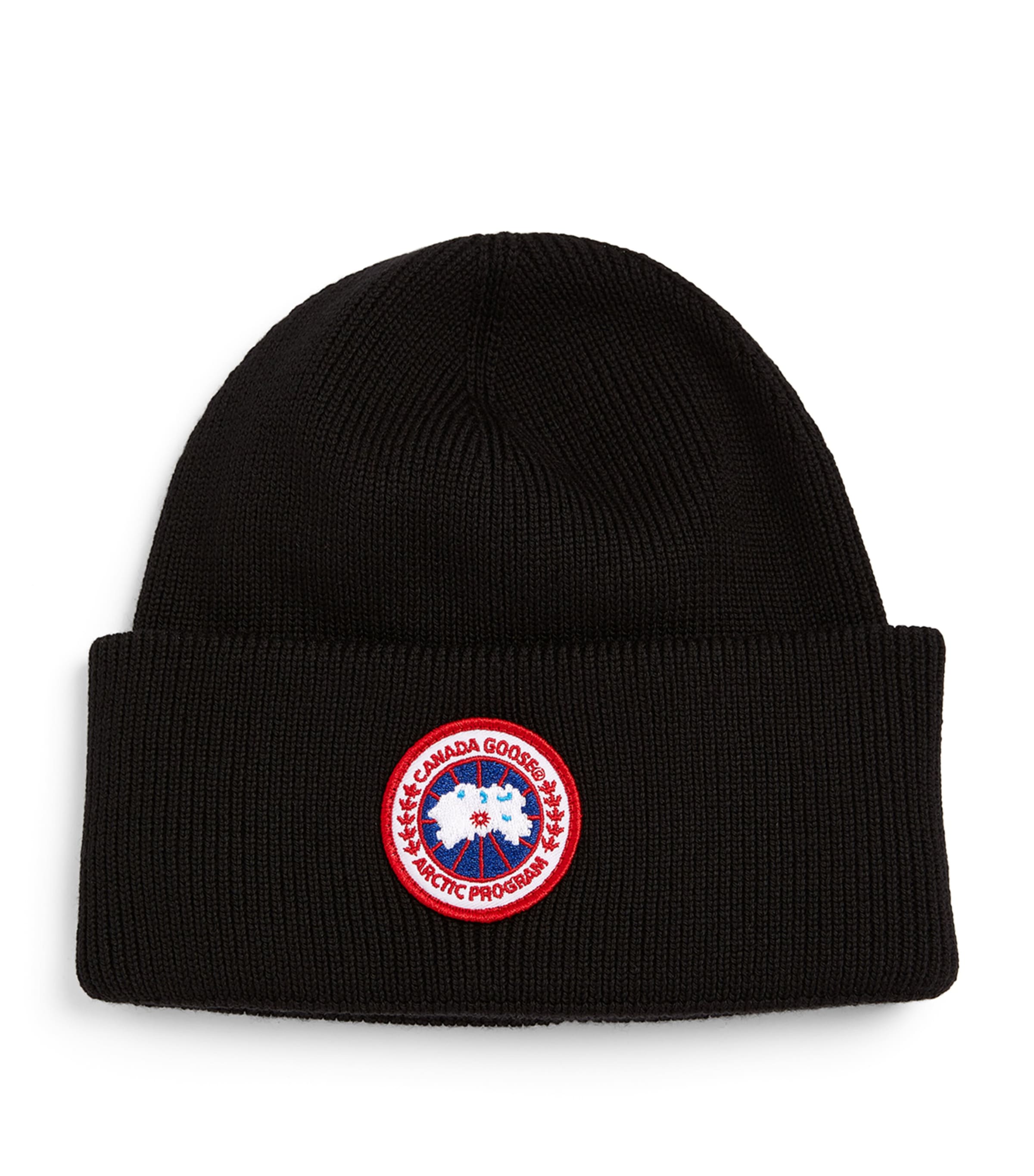 Shop Canada Goose Wool Logo Beanie In Black