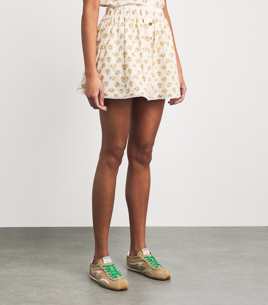 Maje Womens Printed Button-Front Mini Skirt Yellow Small Flowers Image 4