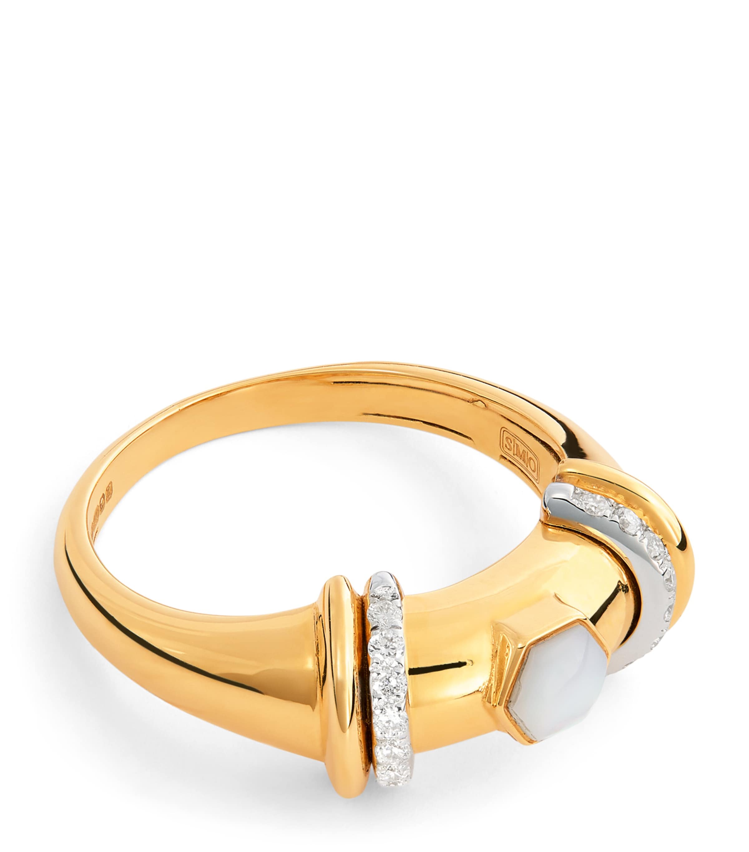 L'atelier Nawbar Yellow Gold, Diamond And Mother-of-pearl Lot N*91 Ring In Gold