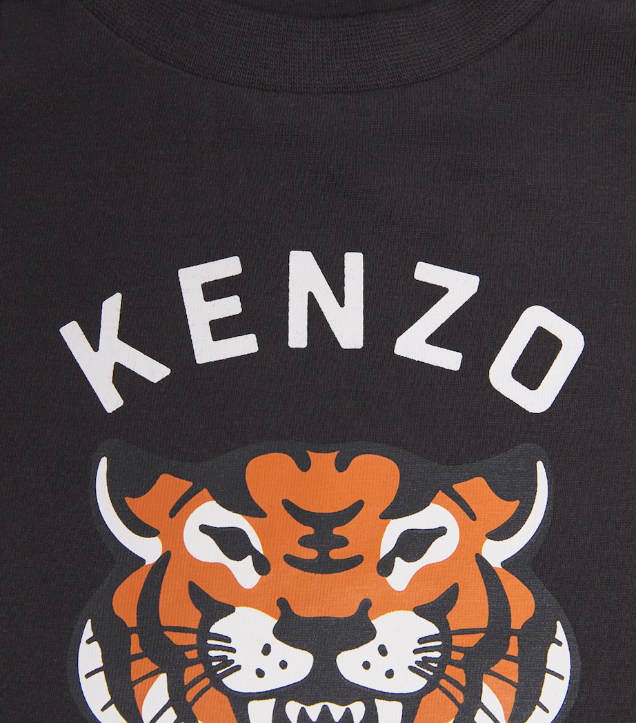 Kenzo Kids Cotton Tiger T-Shirt (6 Months-4 Years) Light Grey Image 3