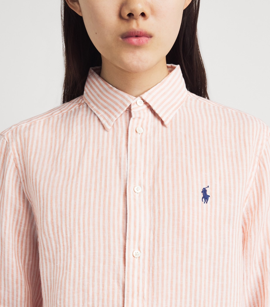 Polo Ralph Lauren Womens Linen Striped Classic Shirt Dr Mve Wht Image 3