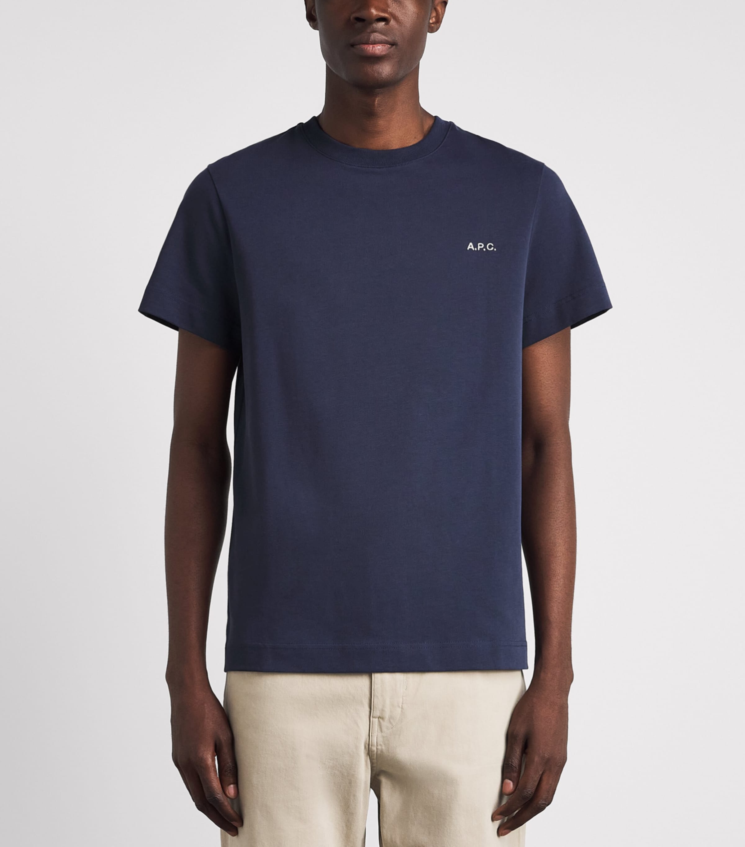 A.P.C. Mens Cotton Logo Oliver T-Shirt Iah Dark Blue Image 4
