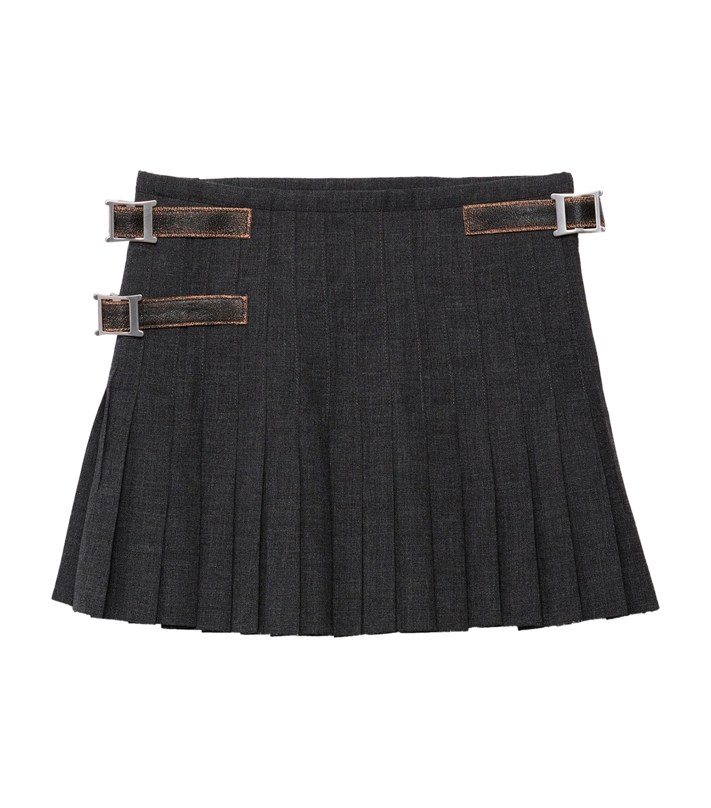 Wool Pleated Mini Skirt F0480 Image 1
