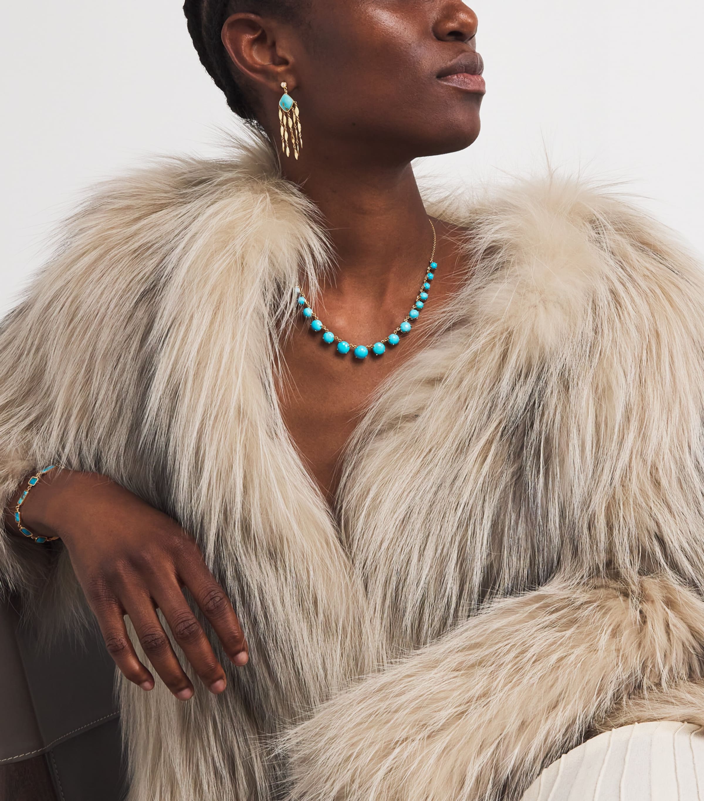 Yellow Gold and Turquoise Shaker Necklace YELLOW GOLD Image 2