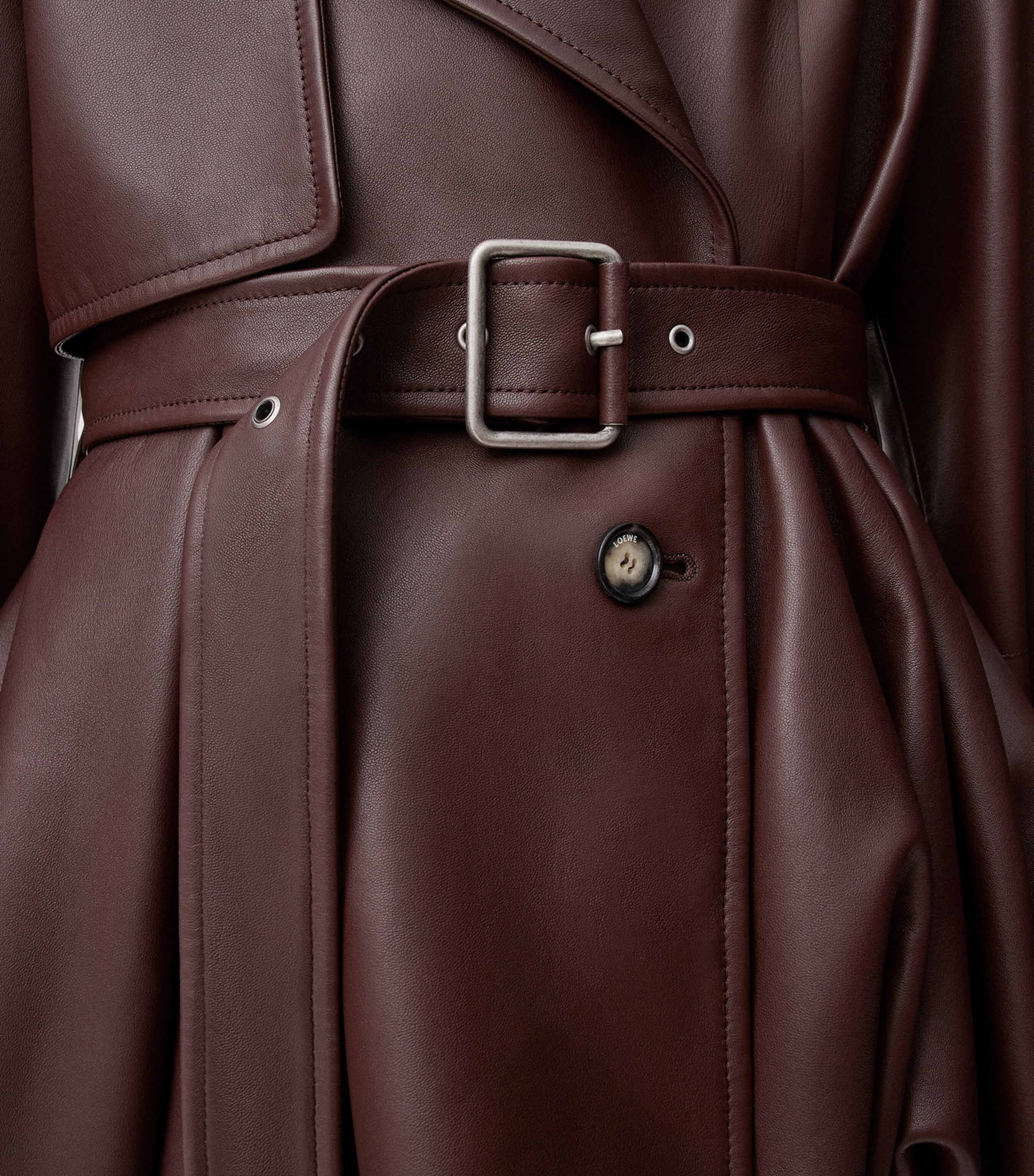 LOEWE Brown Leather Belted Short Trench Coat | Harrods UK LOEWE Brown Leather Belted Short Trench Coat | Harrods UK