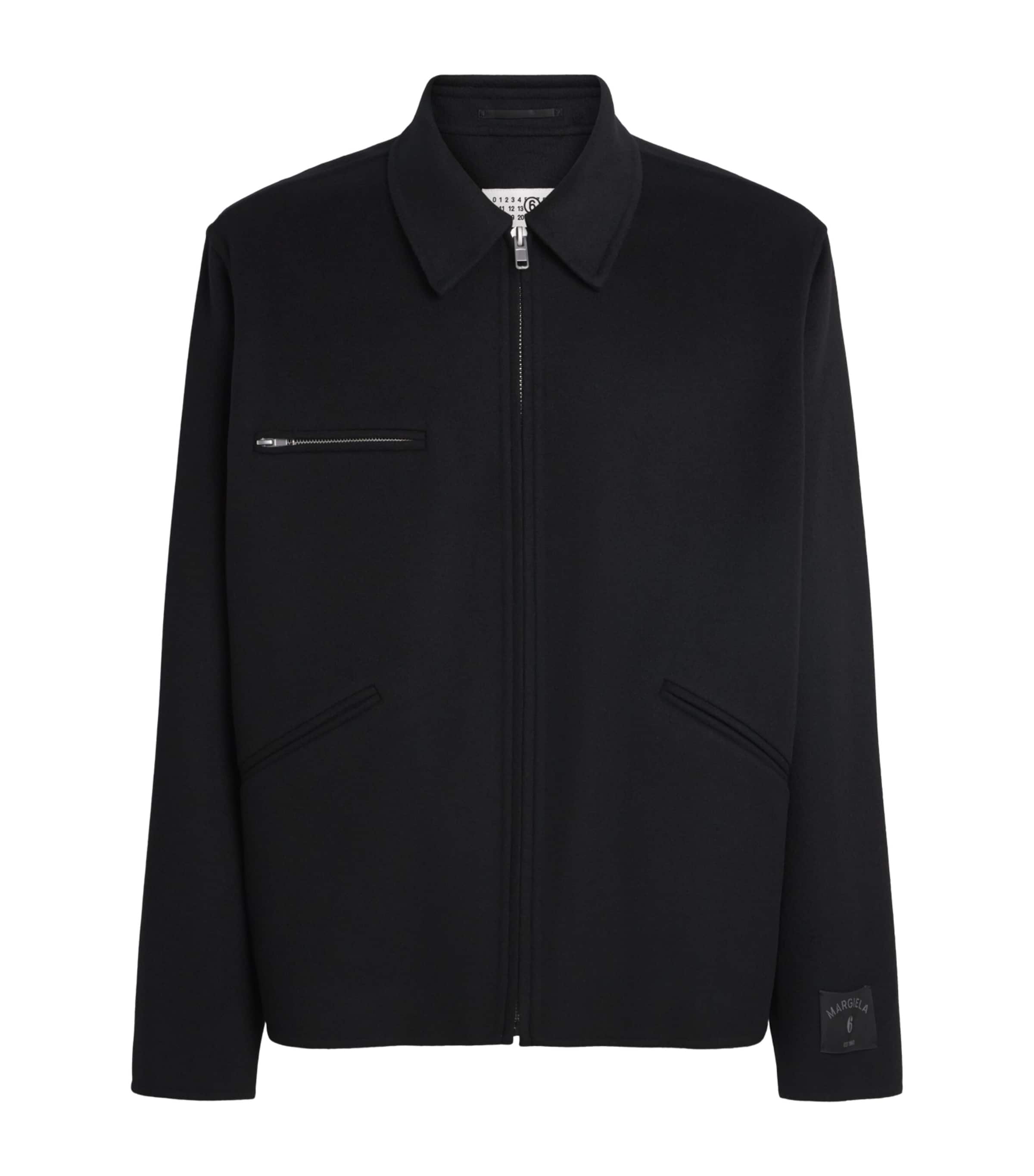 MM6 Maison Margiela Black Wool Zip-Up Jacket | Harrods SG