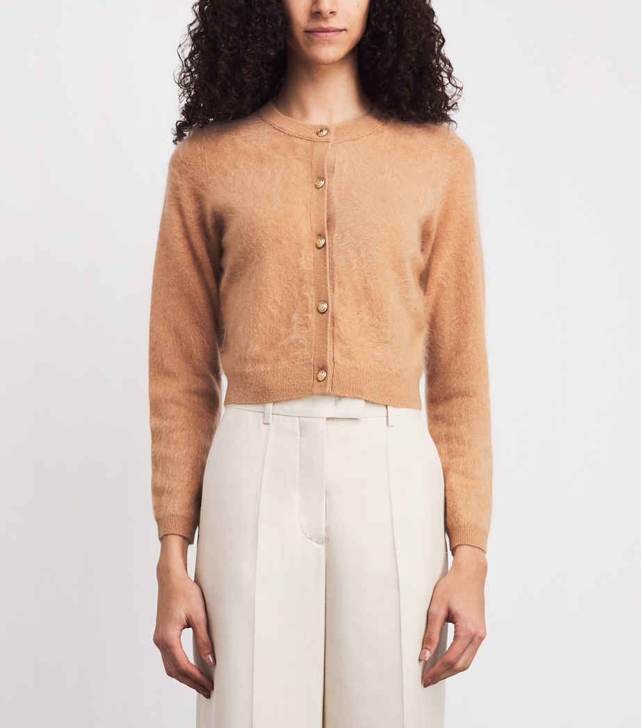 Alice+Olivia Womens Brushed Cashmere-Blend Cardigan Light Praline Image 4