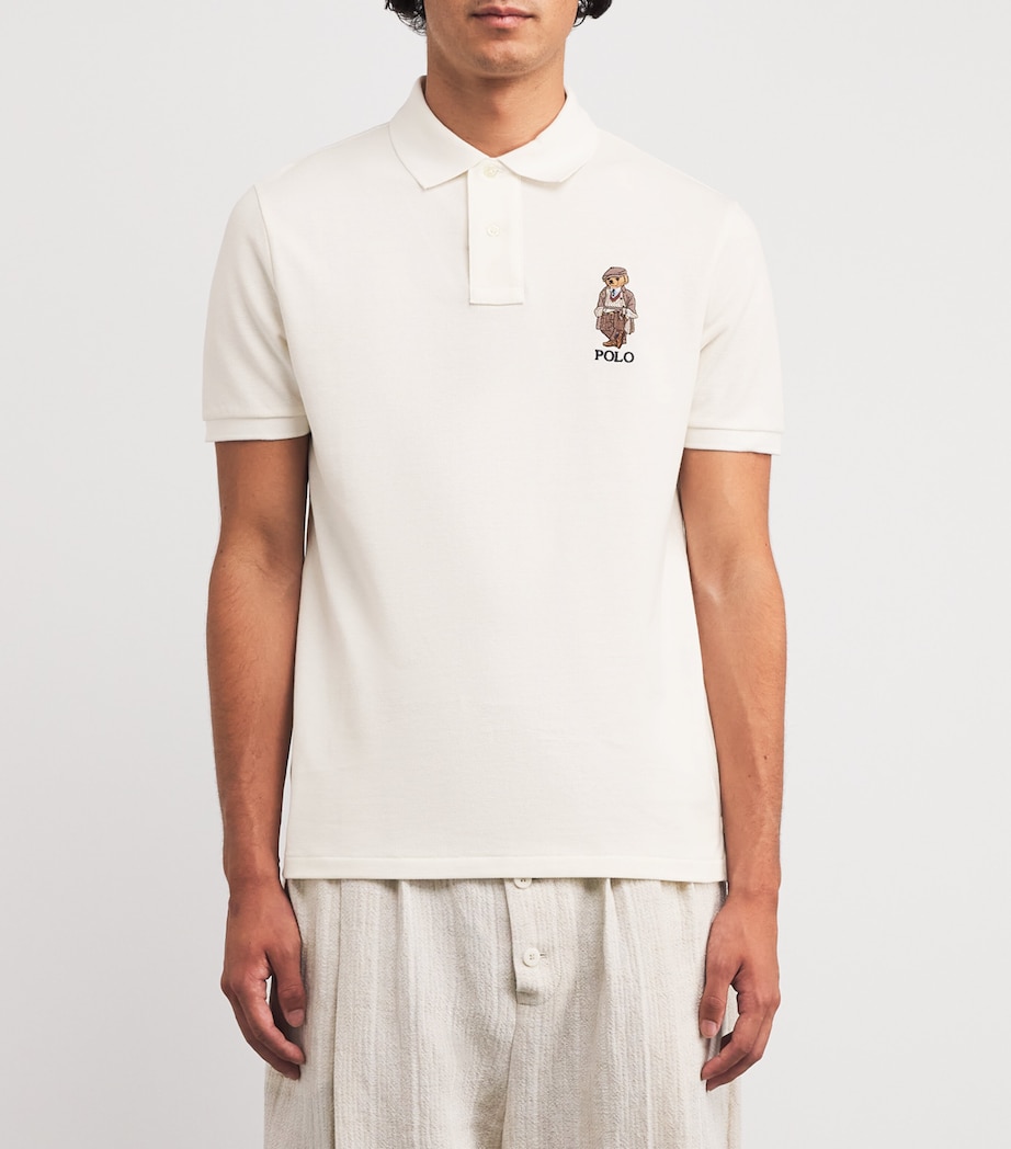 Cotton Polo Bear Polo Shirt WHITE Image 3