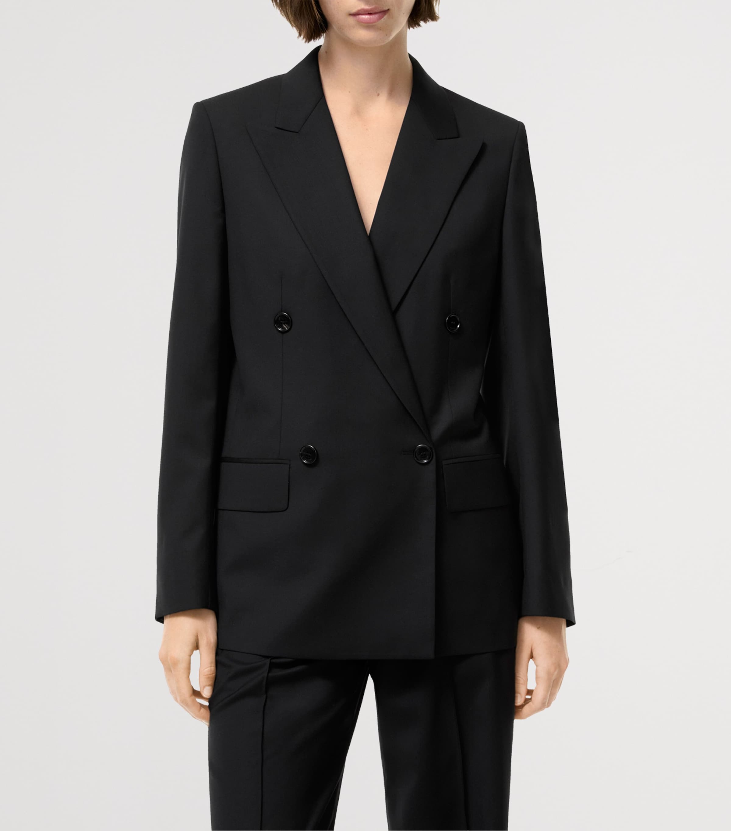 Burberry Womens Wool Double-Breasted Blazer Black Image 2
