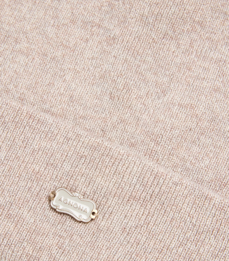 Cashmere Logo-Plaque Beanie N20BEIGE - ALBINO Image 3