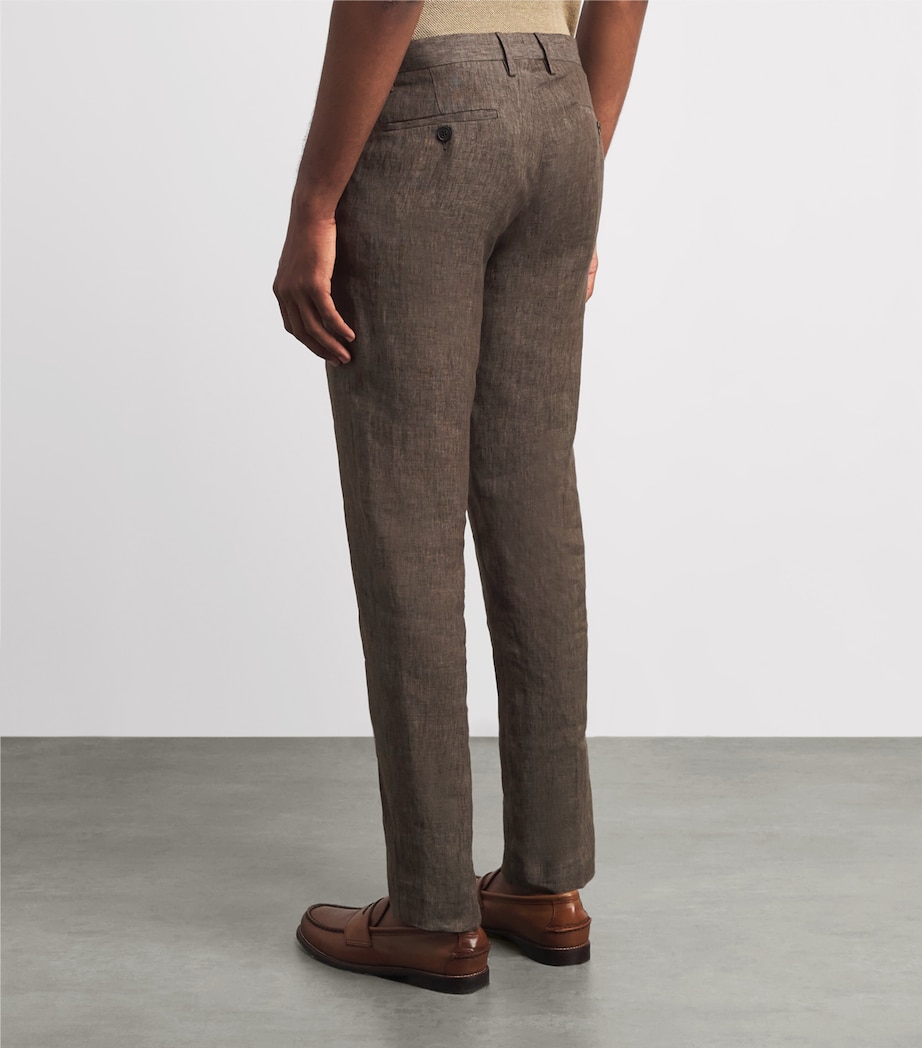 Sunspel Mens Linen Slim Trousers Brgw Dark Walnu Image 5